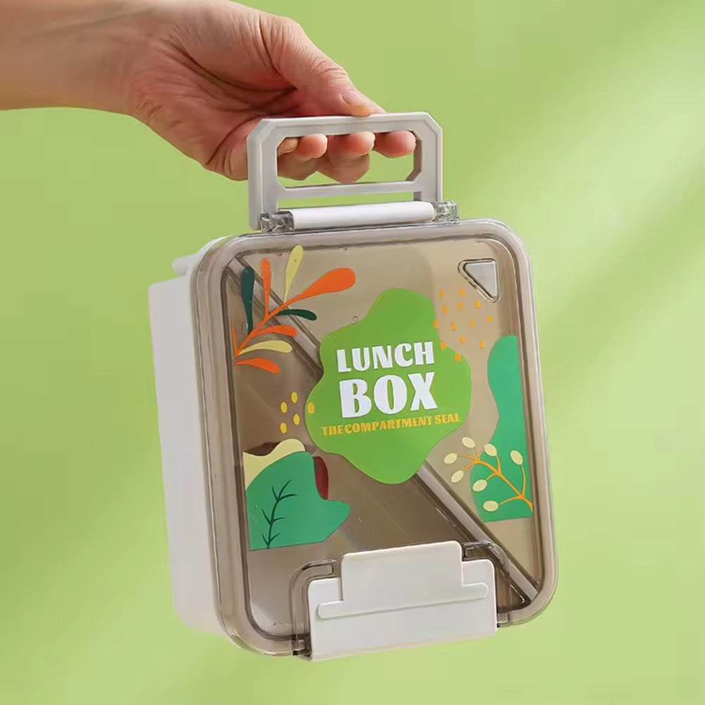 Square Handle Lunch Box – Leakproof 2-Compartment Food Container for Work, School & Picnics