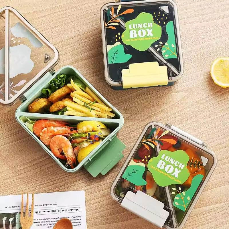 Square Handle Lunch Box – Leakproof 2-Compartment Food Container for Work, School & Picnics