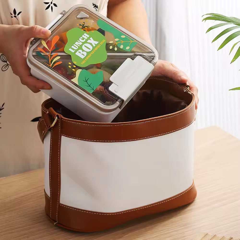 Square Handle Lunch Box – Leakproof 2-Compartment Food Container for Work, School & Picnics