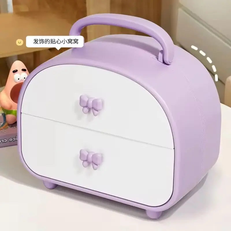Cute Desktop Storage Box Portable Makeup & Jewelry Organizer