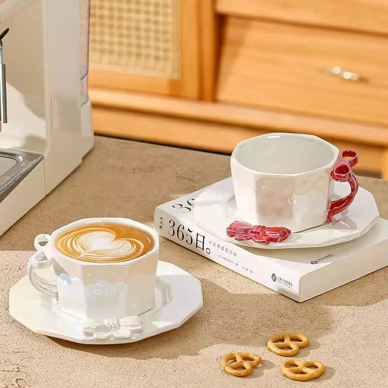 Luxury Bow Handle Cup & Saucer Set