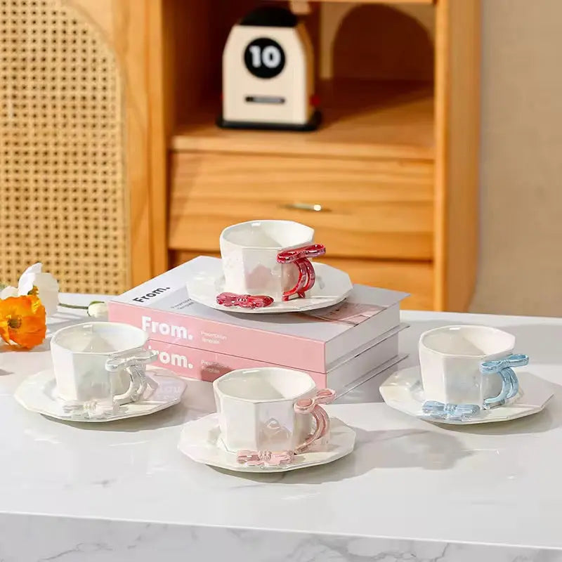 Luxury Bow Handle Cup & Saucer Set