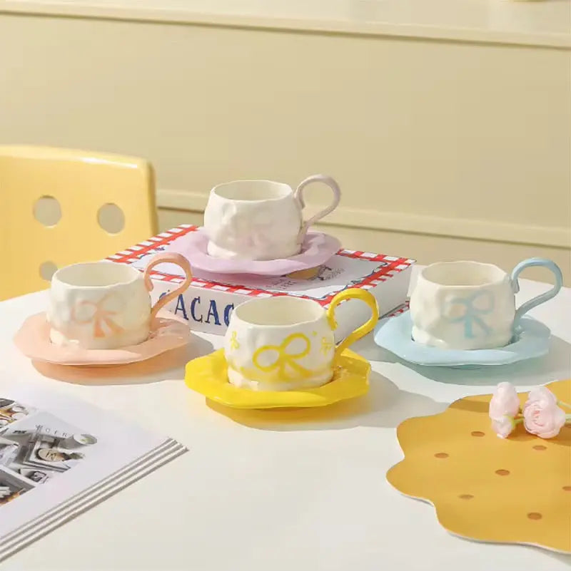 Pastel Bow Espresso Cup & Saucer Set