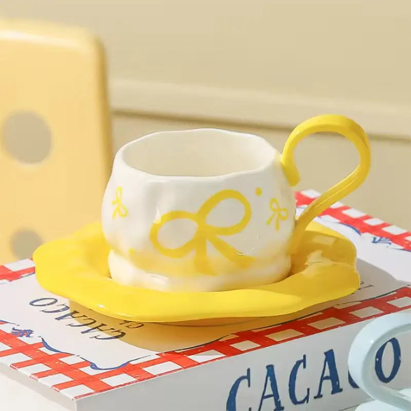 Pastel Bow Espresso Cup & Saucer Set