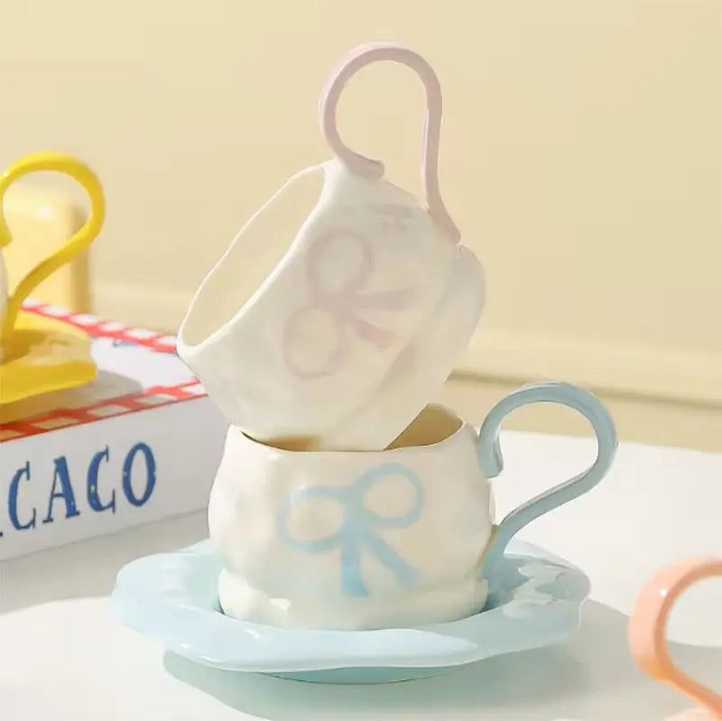 Pastel Bow Espresso Cup & Saucer Set