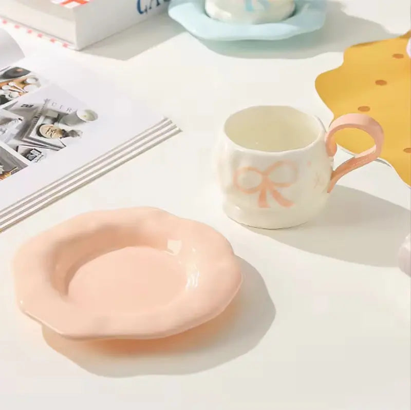 Pastel Bow Espresso Cup & Saucer Set