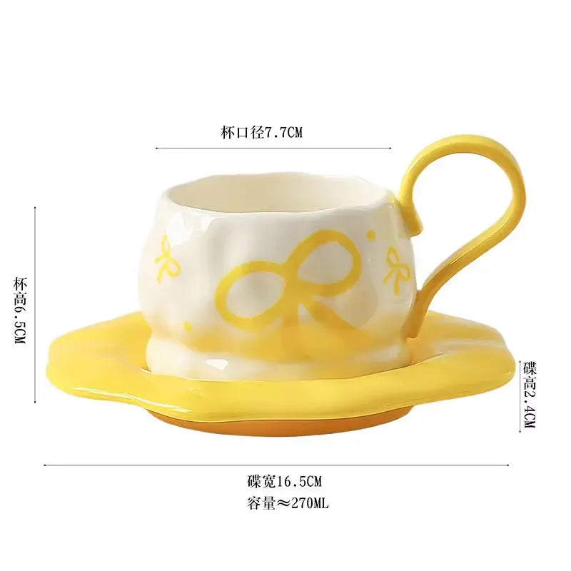 Pastel Bow Espresso Cup & Saucer Set
