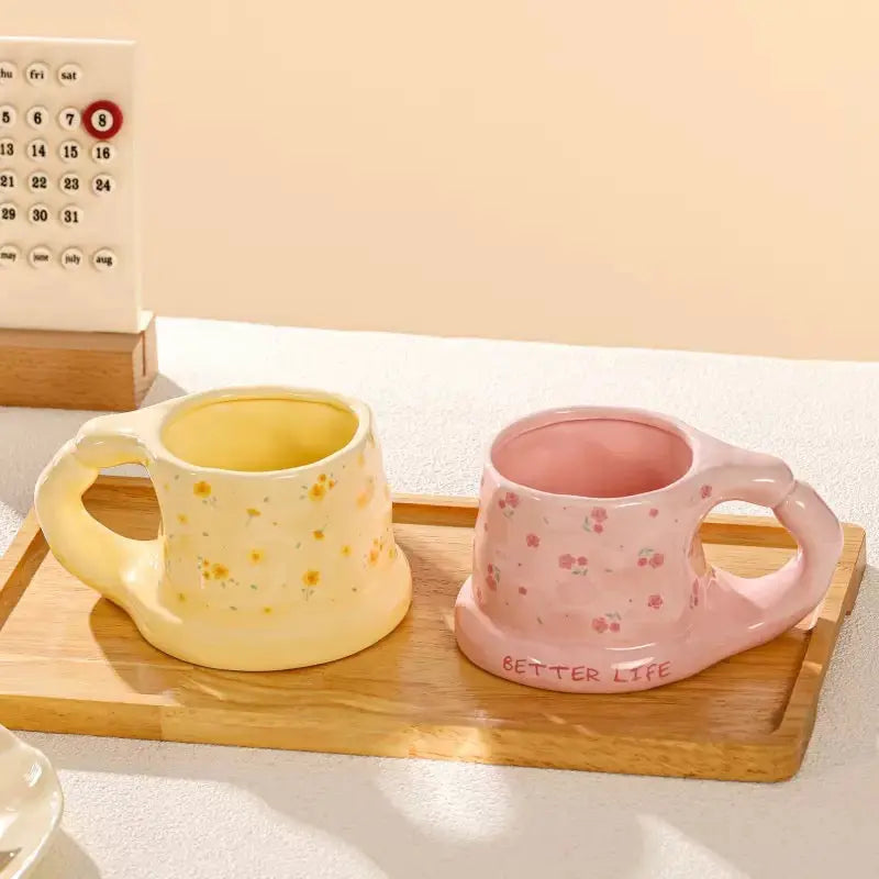 Cute Better Life Floral Ceramic Mug
