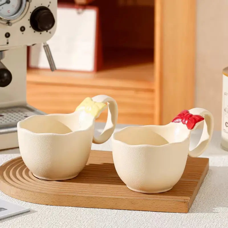 Cute Bow Handle Ceramic Coffee Mug