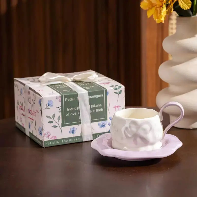 Pastel Bow Espresso Cup & Saucer Set