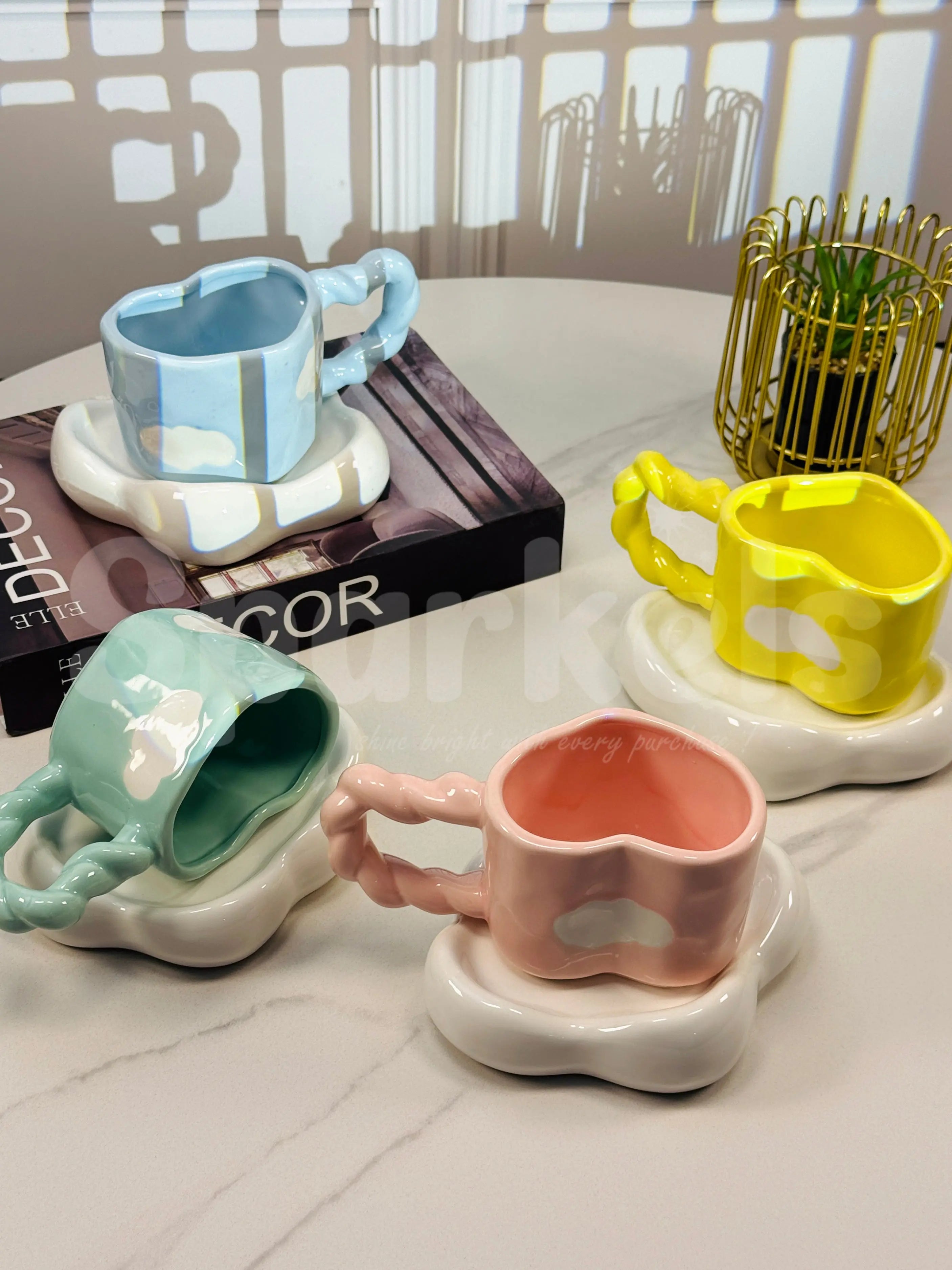 Cute Cloud Ceramic Coffee Cup & Saucer Set