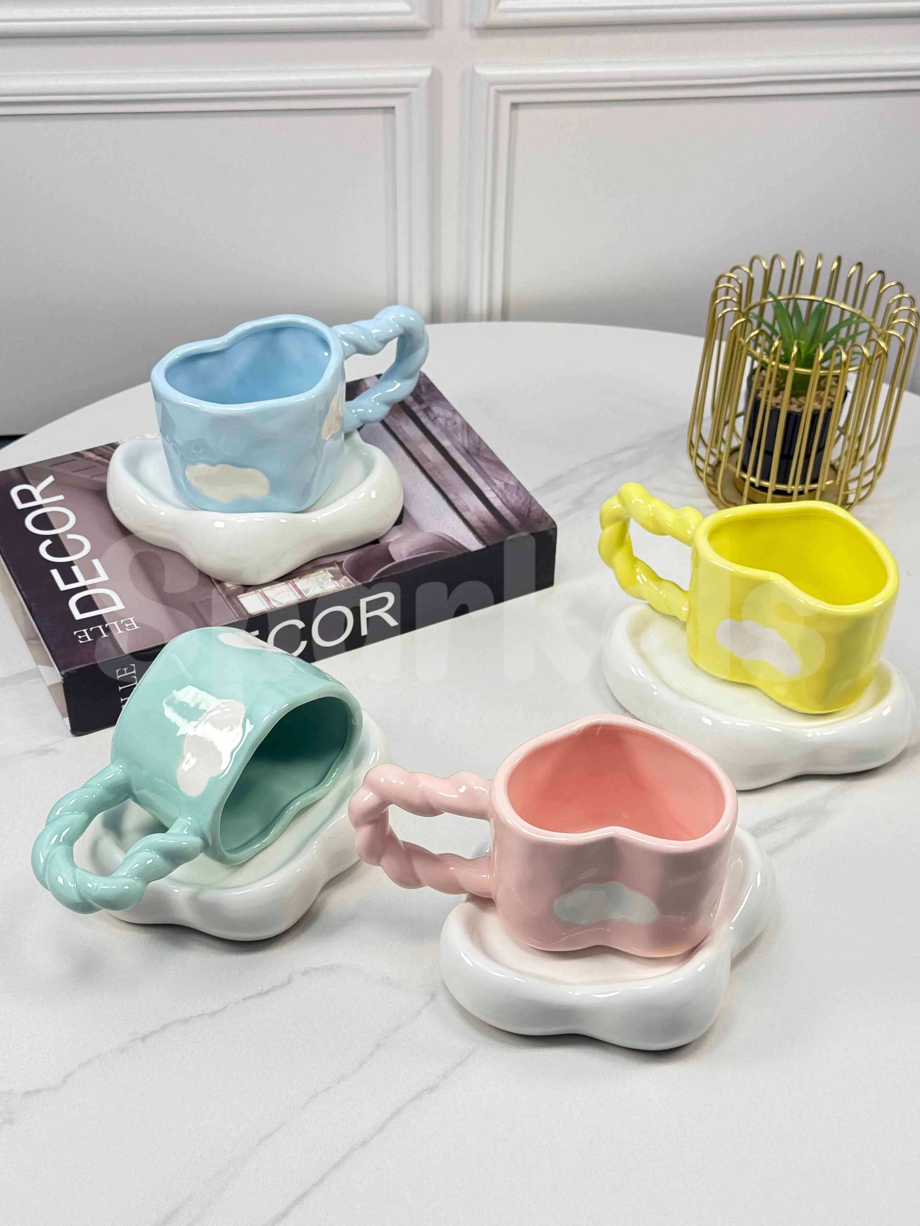 Cute Cloud Ceramic Coffee Cup & Saucer Set