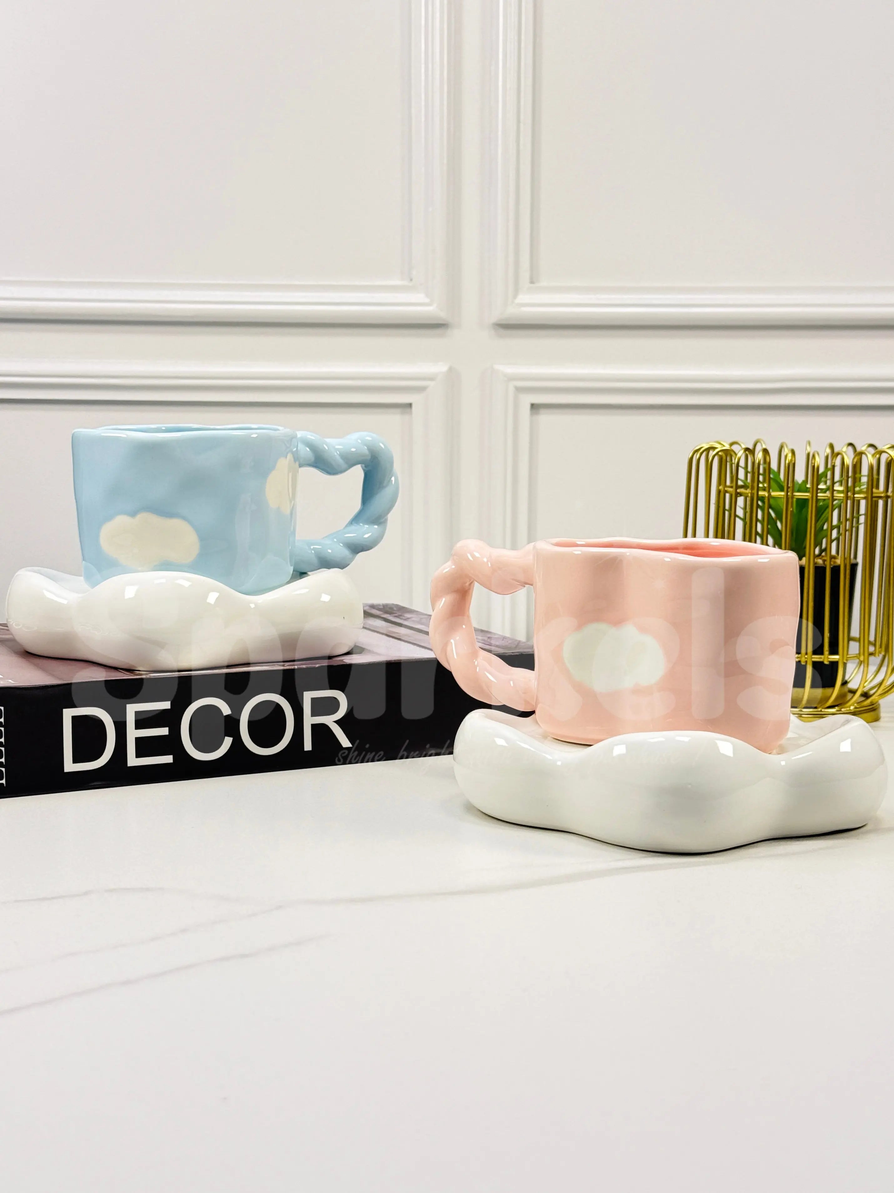 Cute Cloud Ceramic Coffee Cup & Saucer Set