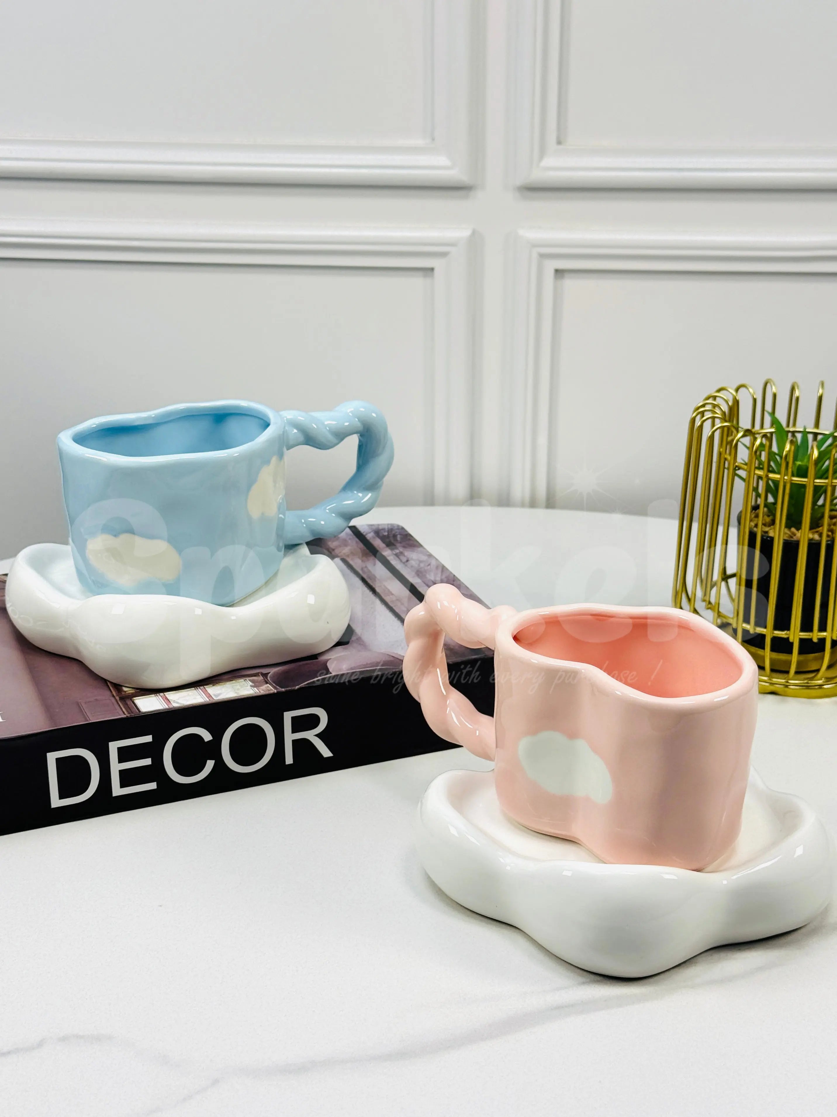 Cute Cloud Ceramic Coffee Cup & Saucer Set