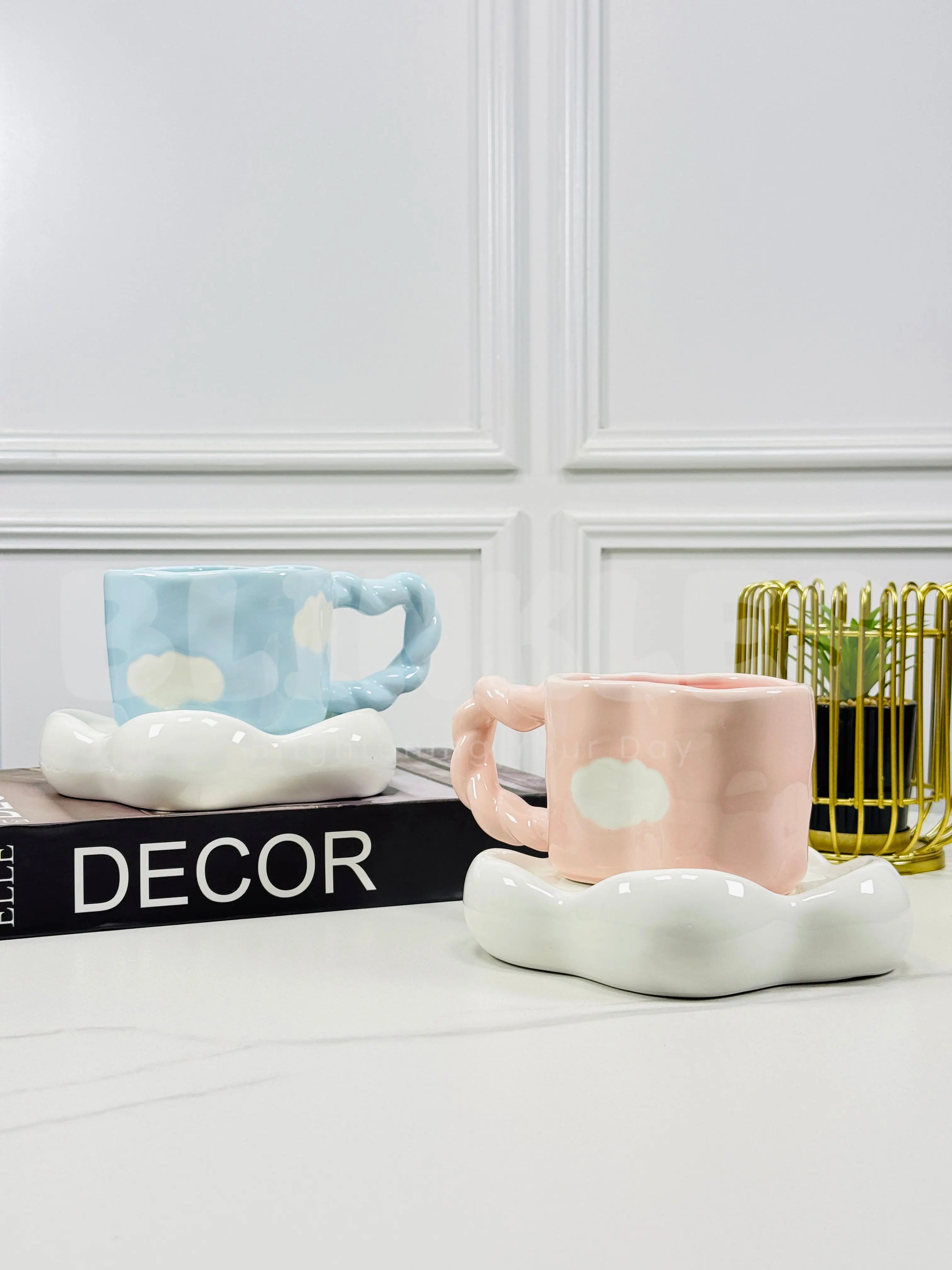 Cute Cloud Ceramic Coffee Cup & Saucer Set