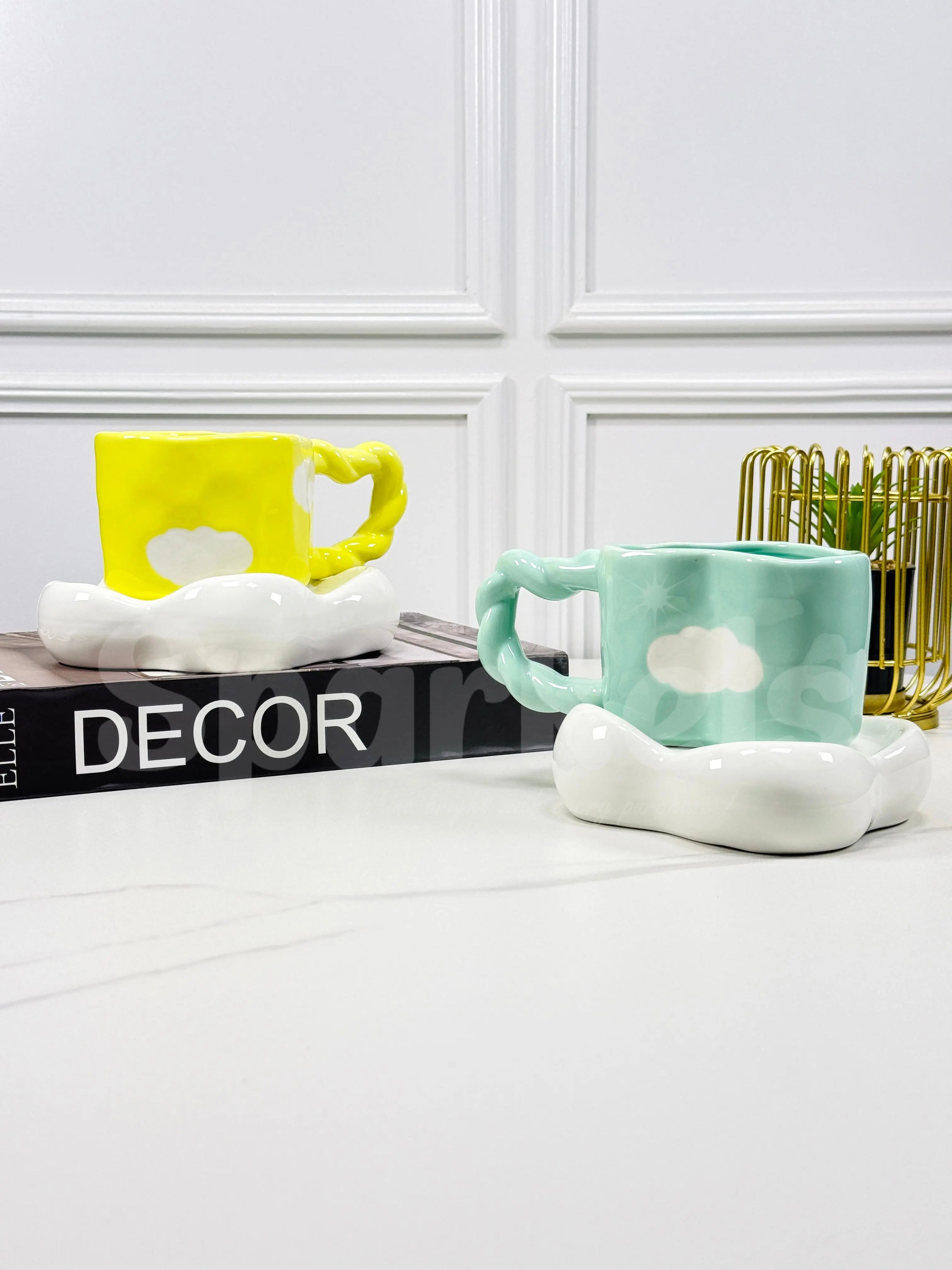 Cute Cloud Ceramic Coffee Cup & Saucer Set
