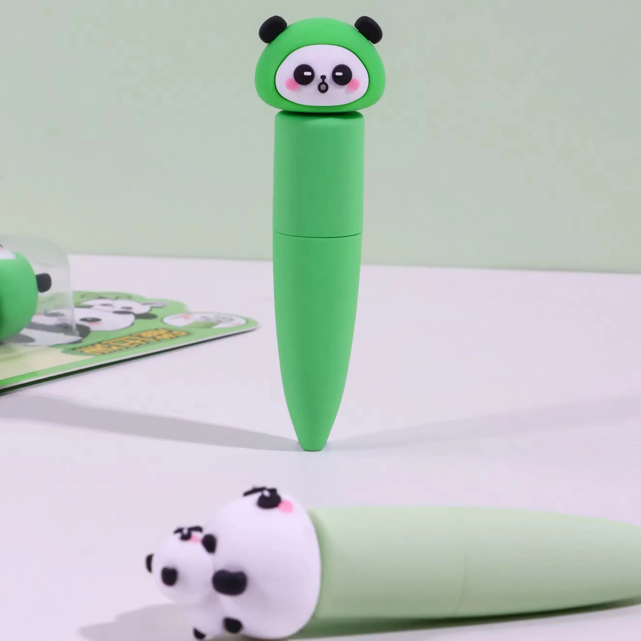 Cute Panda Ballpoint Pen Kawaii Soft Grip Black Ink Writing Pen