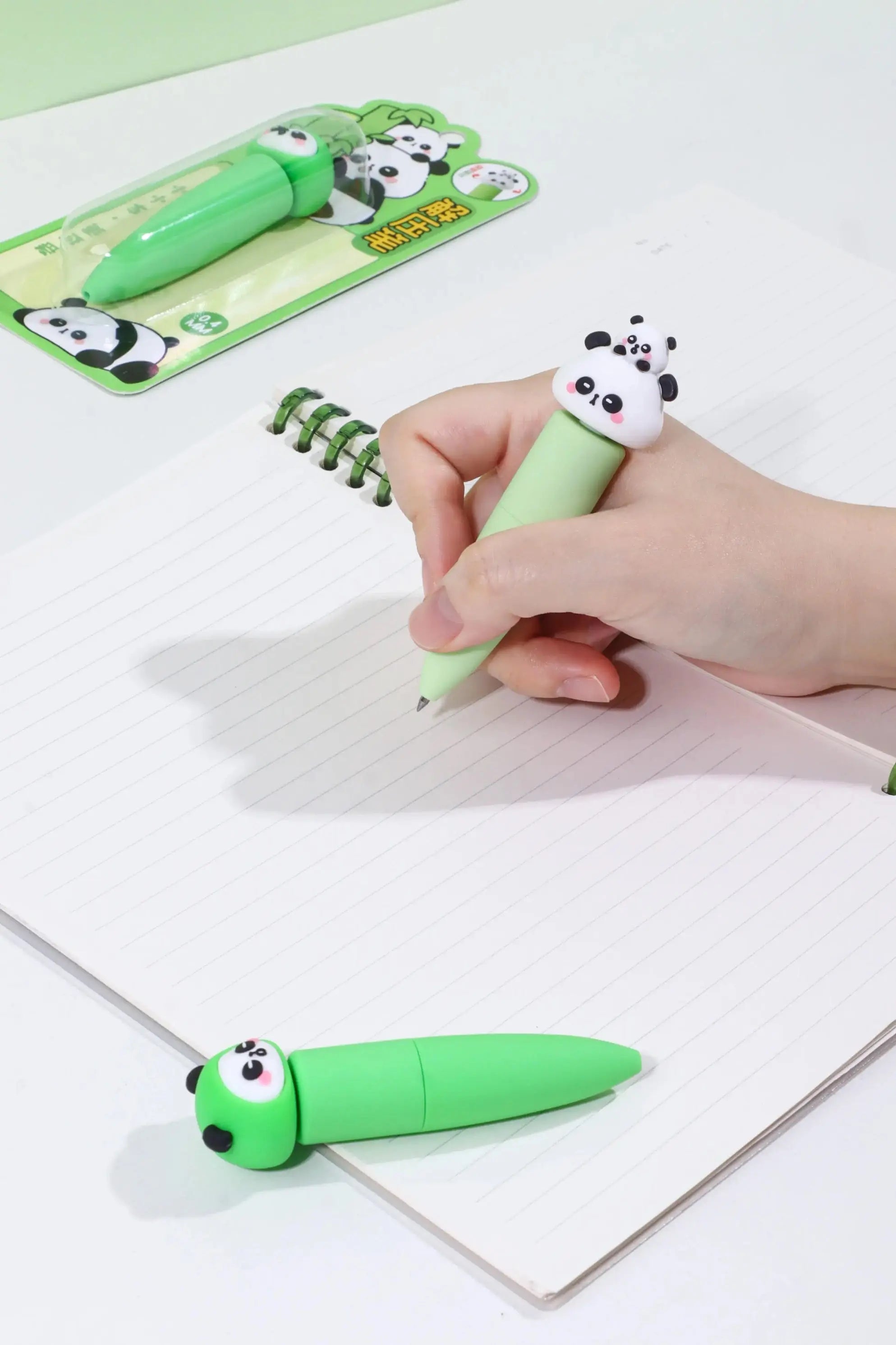 Cute Panda Ballpoint Pen Kawaii Soft Grip Black Ink Writing Pen