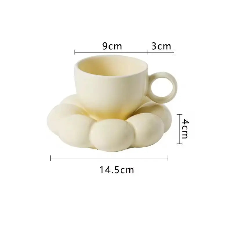 Cute Bubble Base Ceramic Coffee Cup & Saucer Set