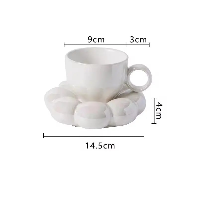 Cute Bubble Base Ceramic Coffee Cup & Saucer Set