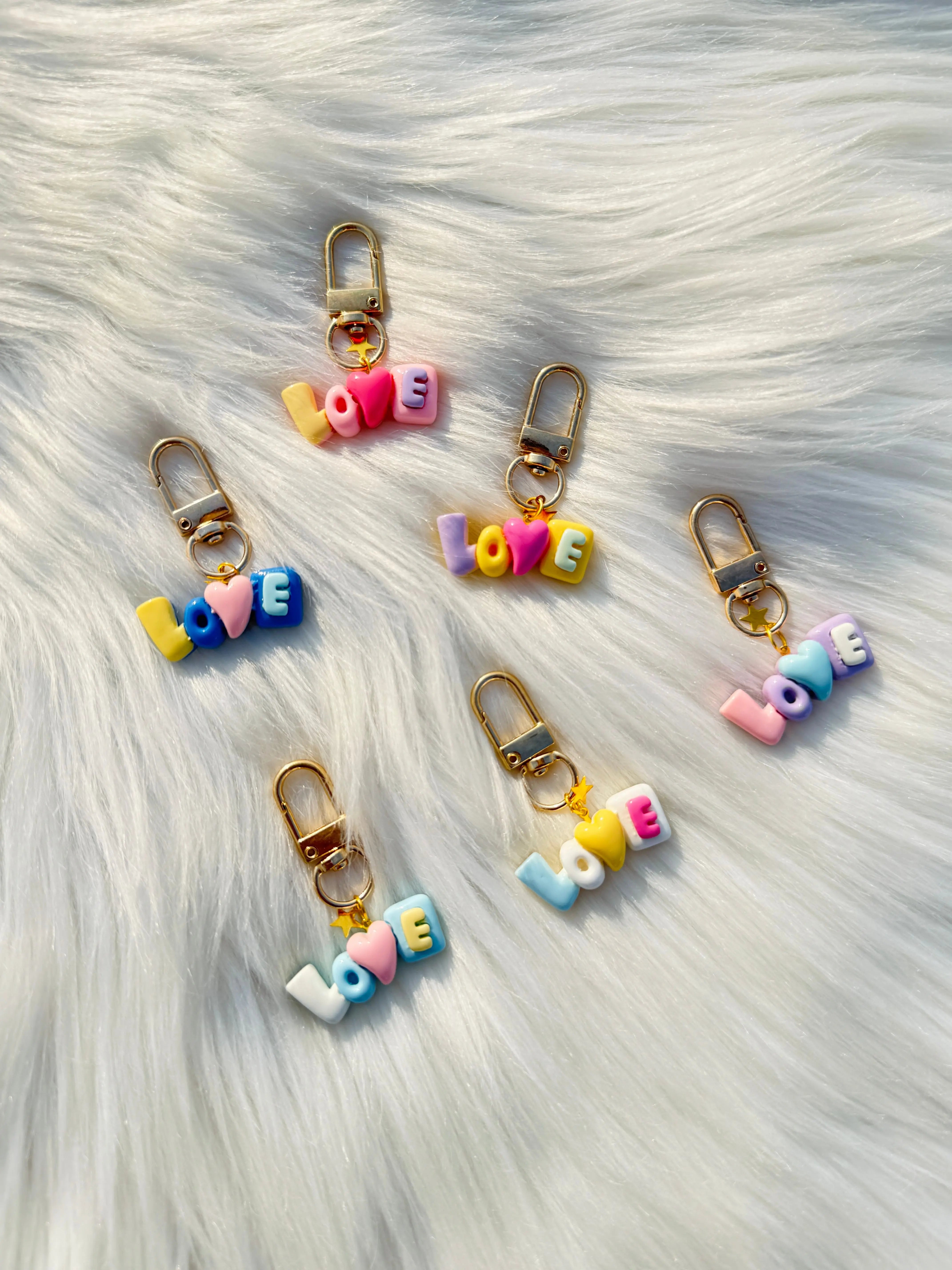 Pastel LOVE Letter Keychain Cute Aesthetic Charm Keyring Sparkels  Sparkels