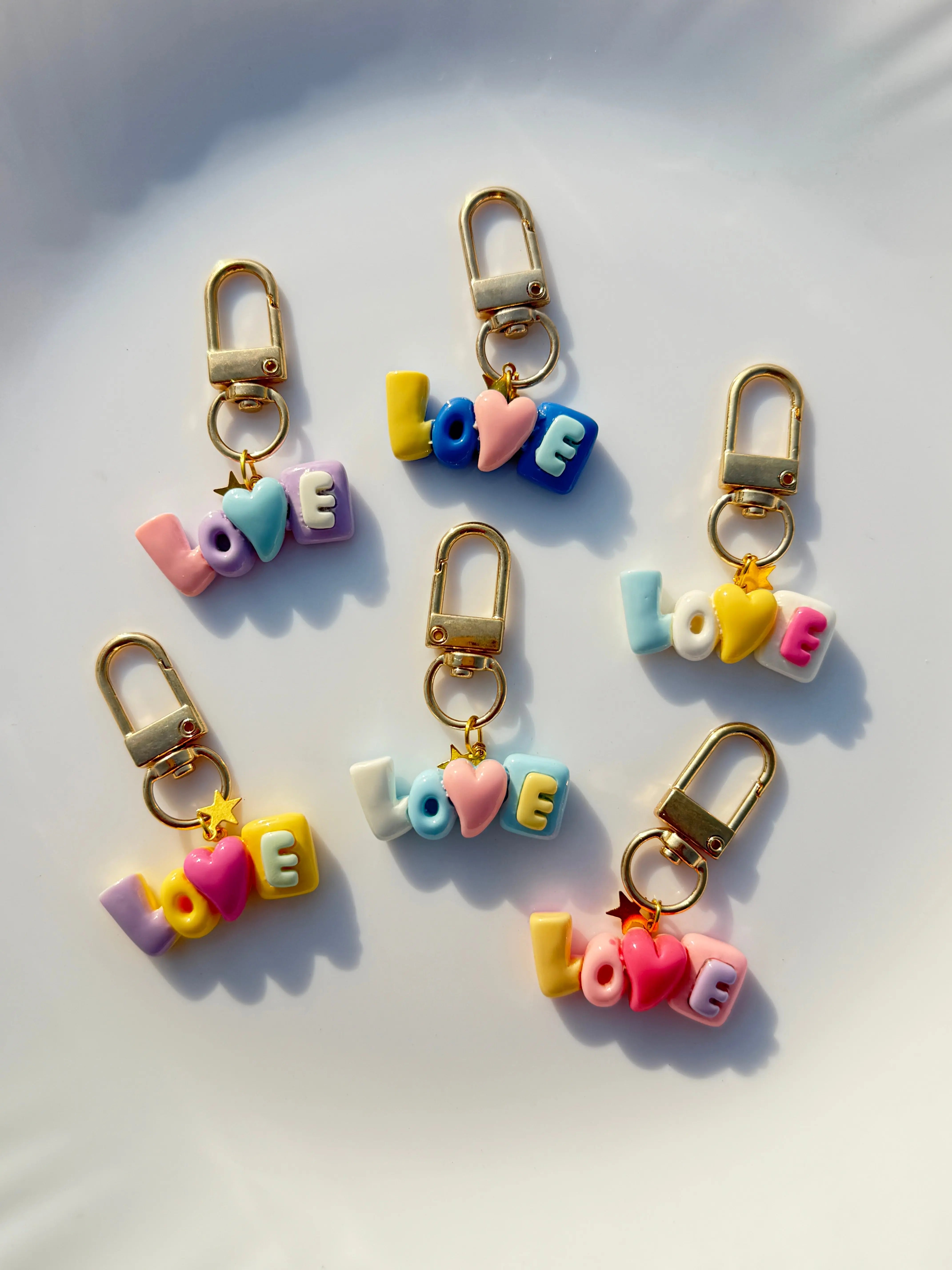 Pastel LOVE Letter Keychain Cute Aesthetic Charm Keyring Sparkels  Sparkels