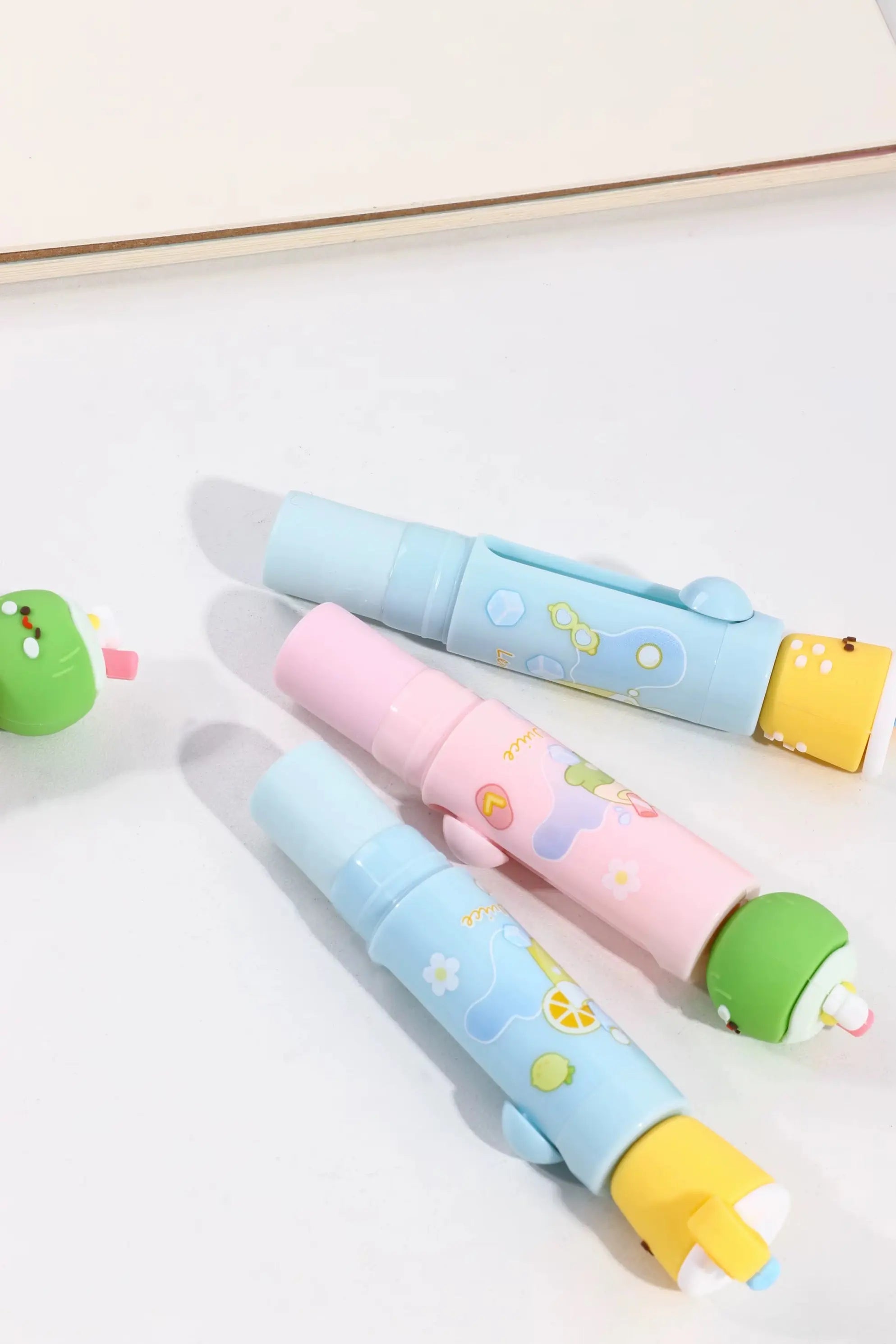 Cute Push-Pull Stress Relief Eraser Kawaii Dessert & Bubble Tea Pencil Eraser for Kids