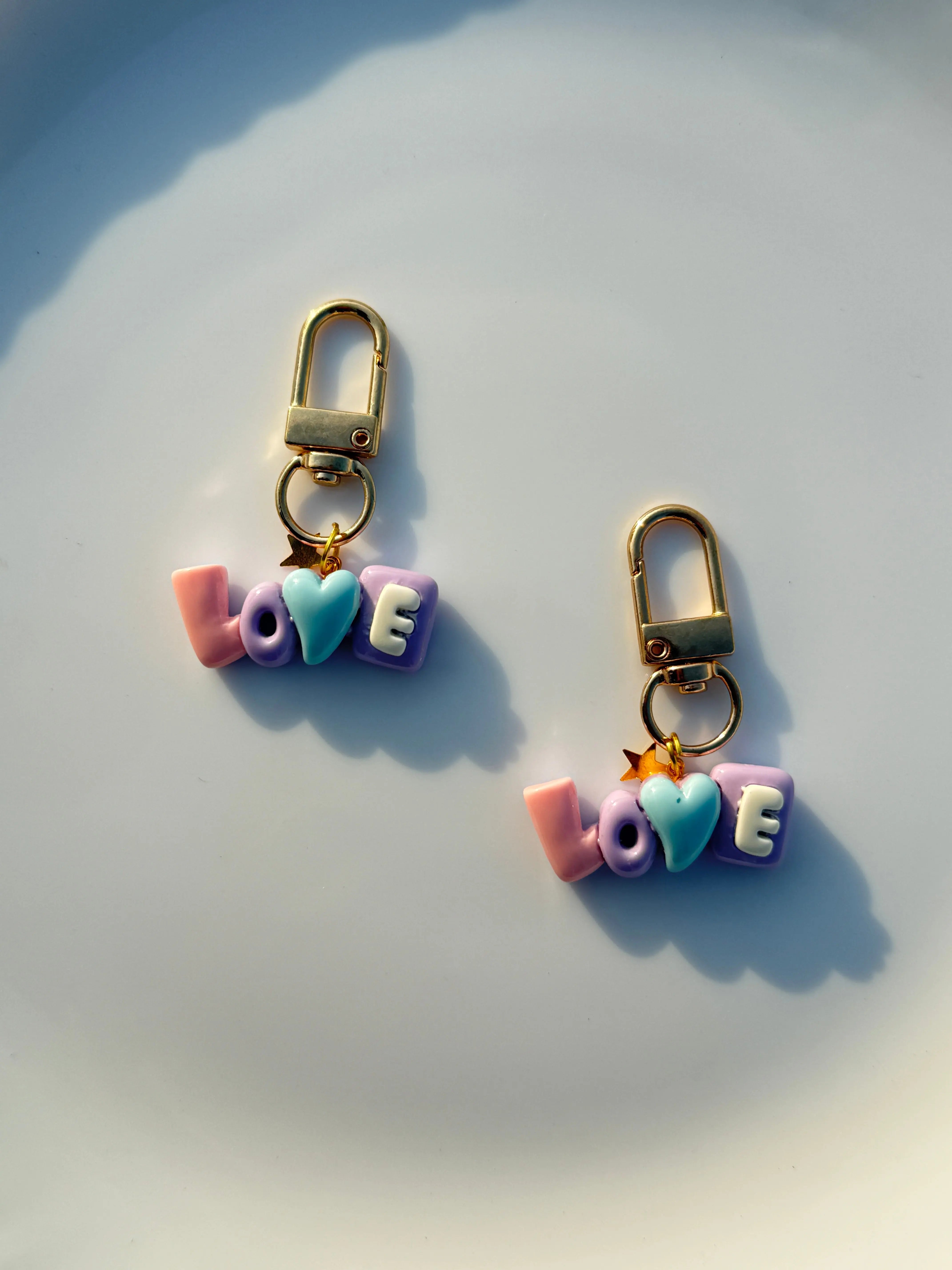 Pastel LOVE Letter Keychain Cute Aesthetic Charm Keyring Sparkels  Sparkels