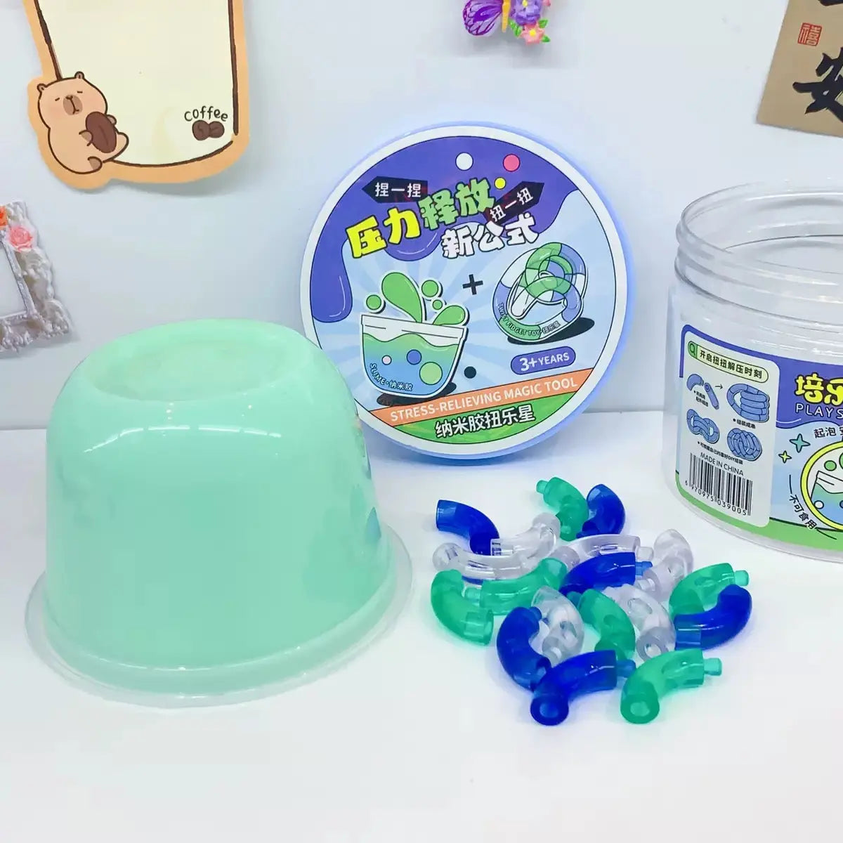Nano Slime & Infinity Fidget Ring Set Stress Relief Sensory Toy for Kids