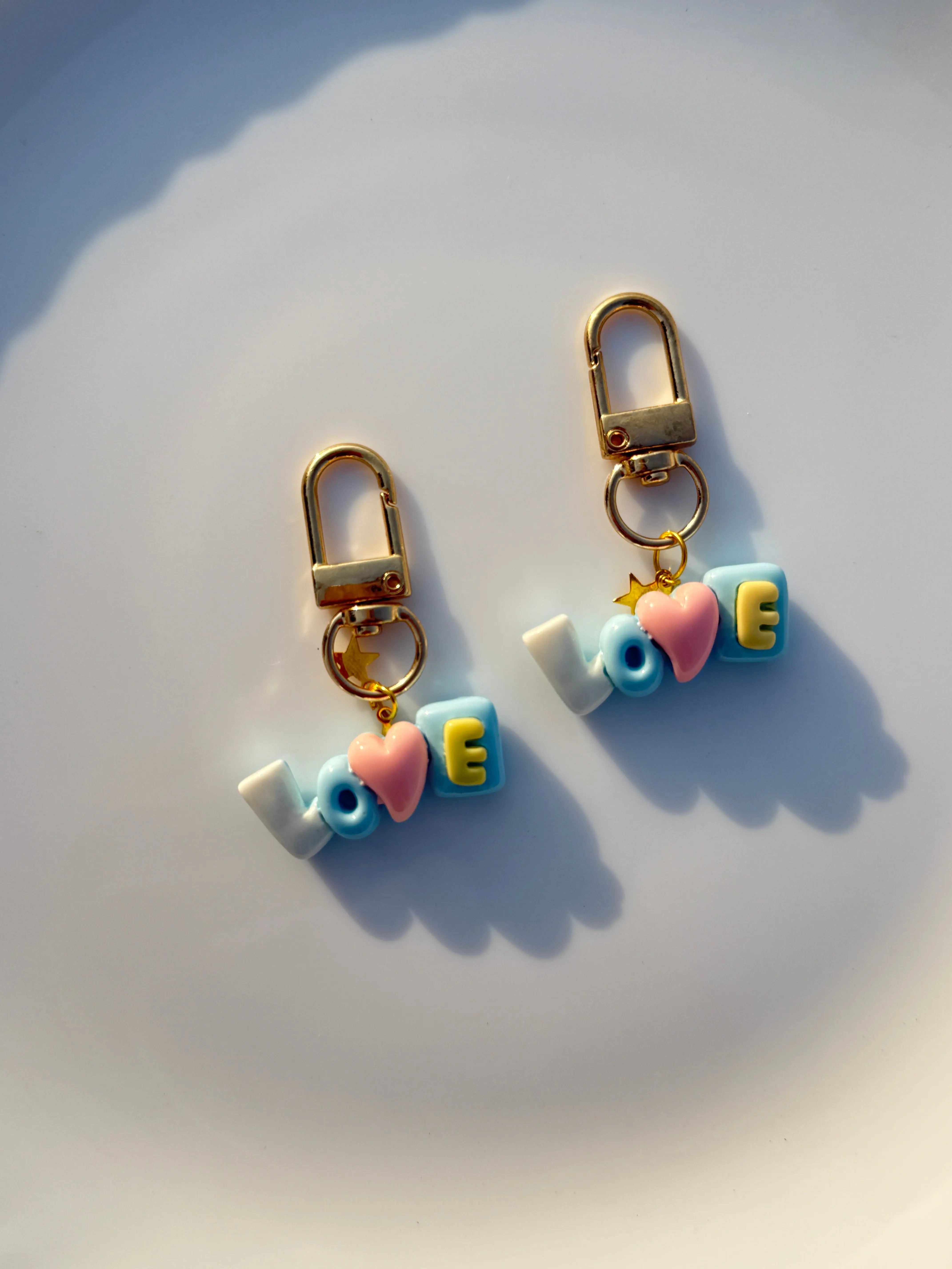 Pastel LOVE Letter Keychain Cute Aesthetic Charm Keyring Sparkels  Sparkels