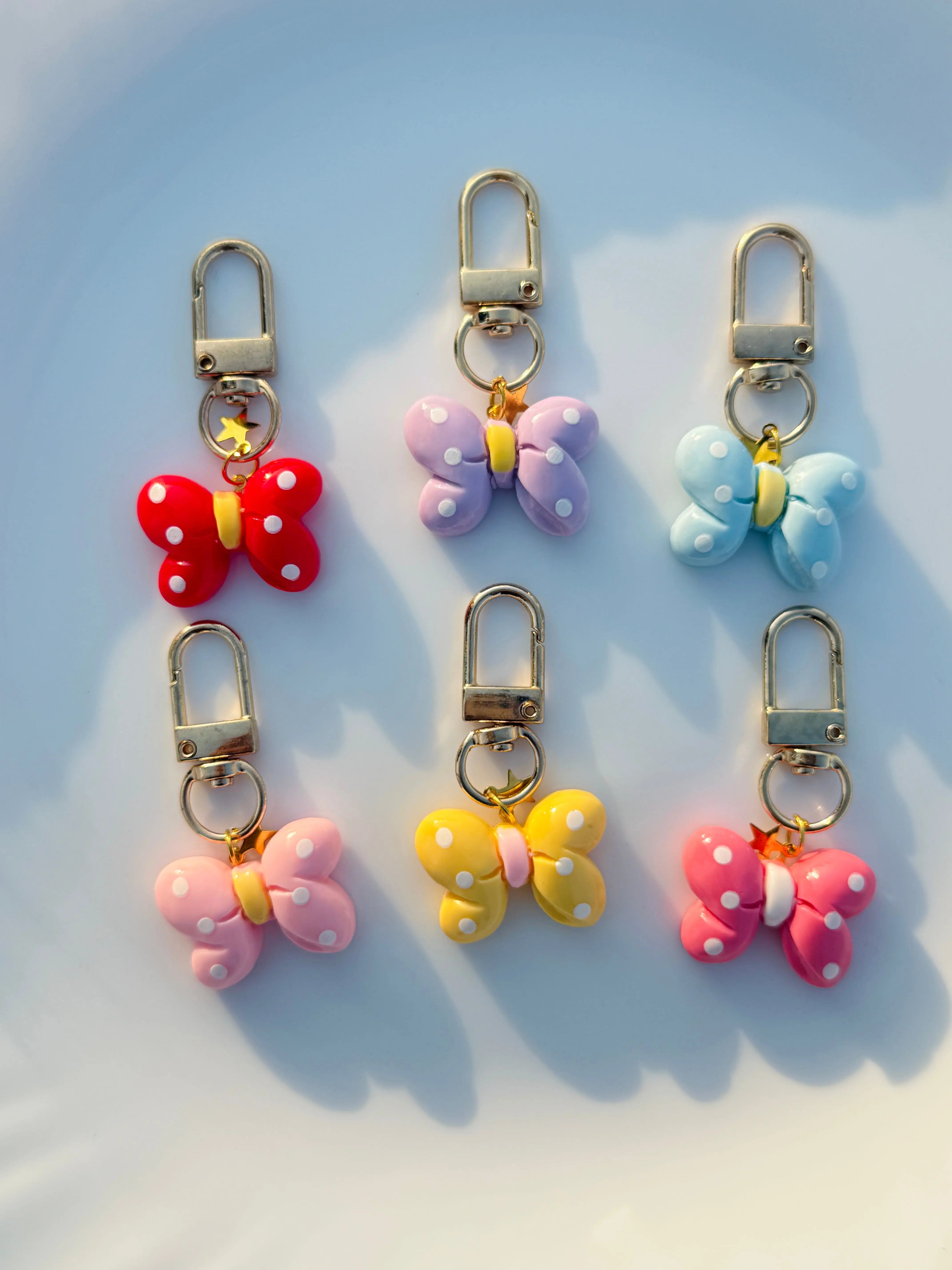 Polka Dot Butterfly Keychain Cute Pastel Bag Charm Sparkels  Sparkels