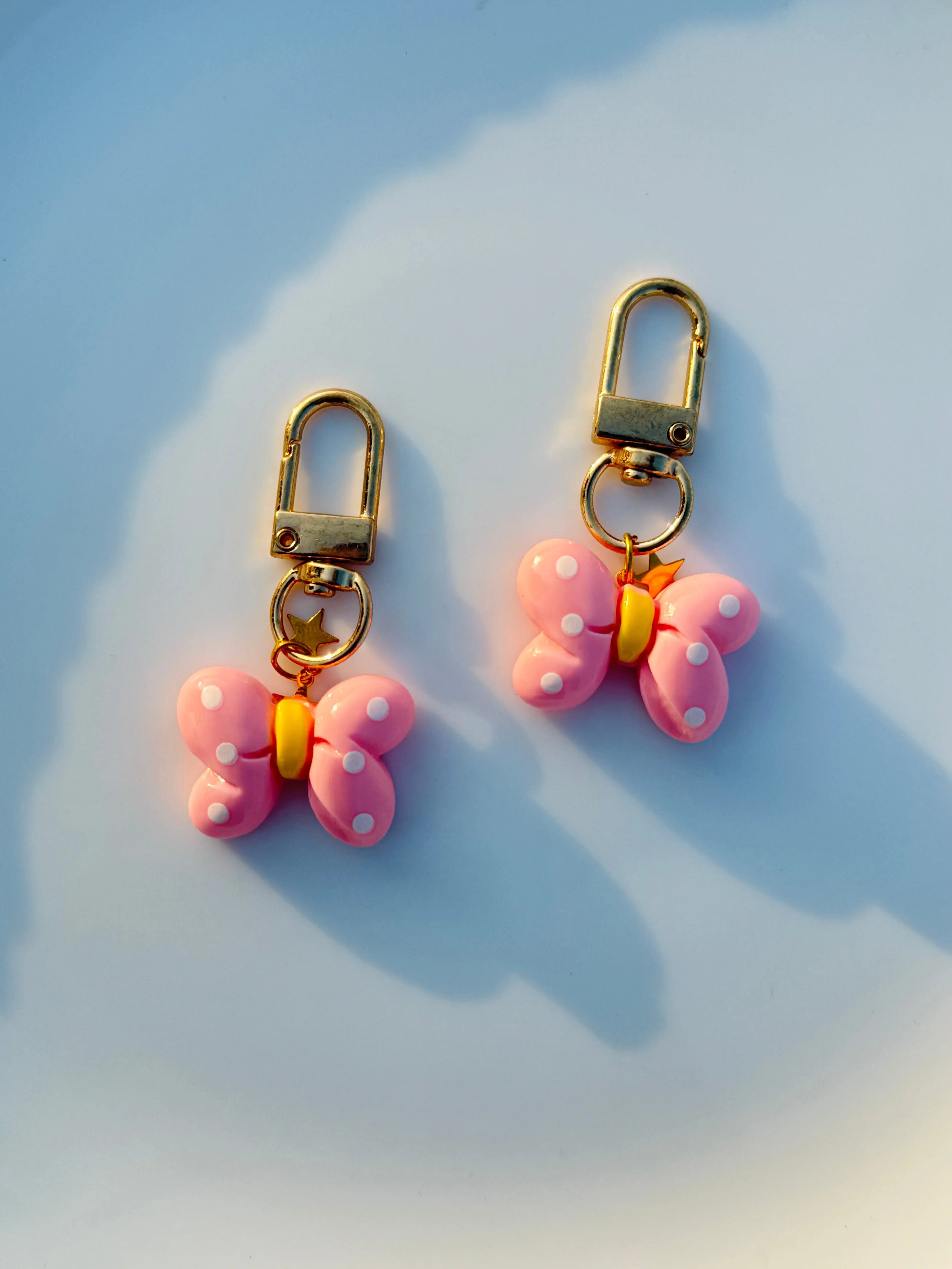 Polka Dot Butterfly Keychain Cute Pastel Bag Charm Sparkels  Sparkels
