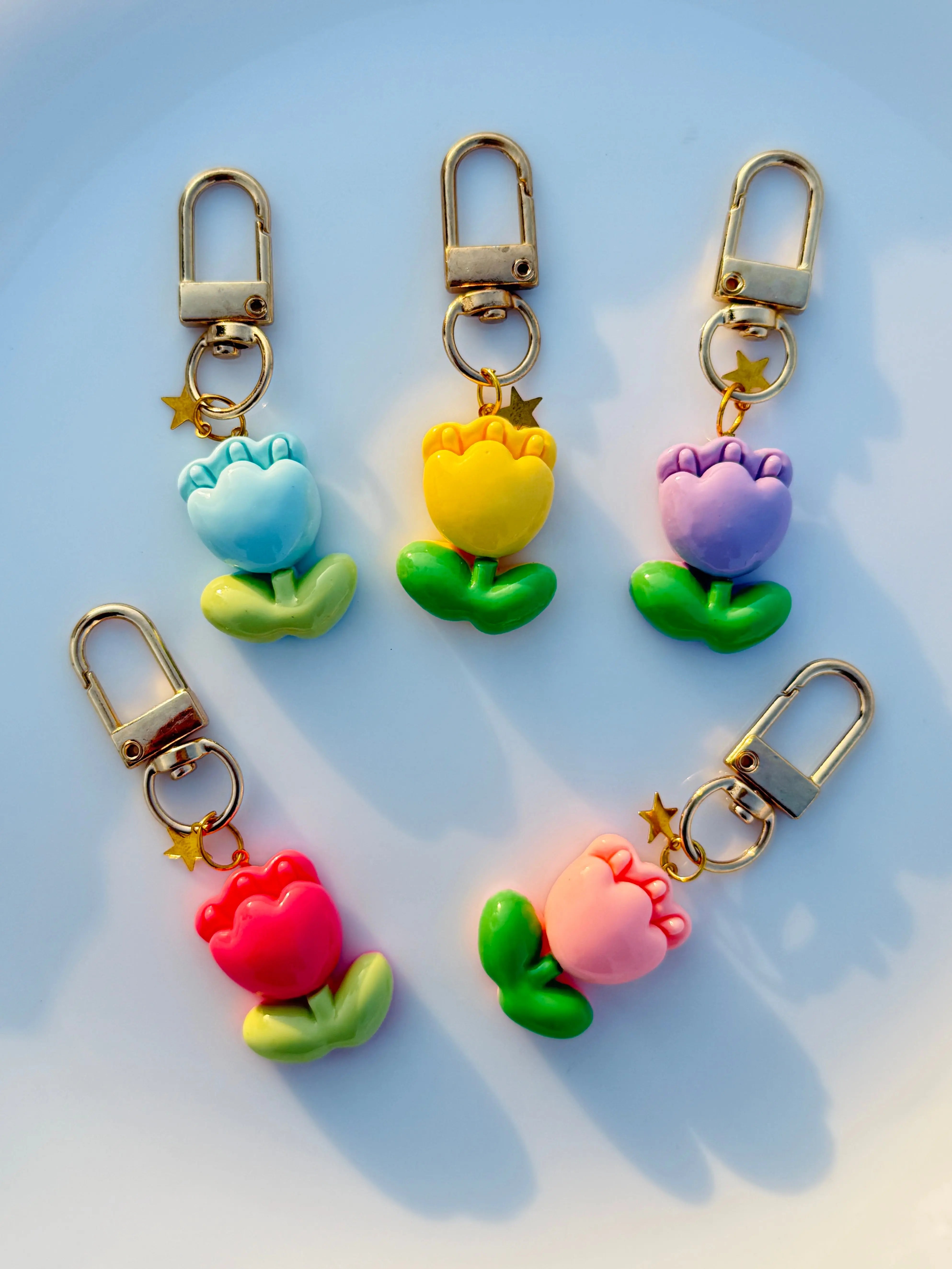 Pastel Tulip Flower Keychain Cute Aesthetic Bag Charm Sparkels  Sparkels