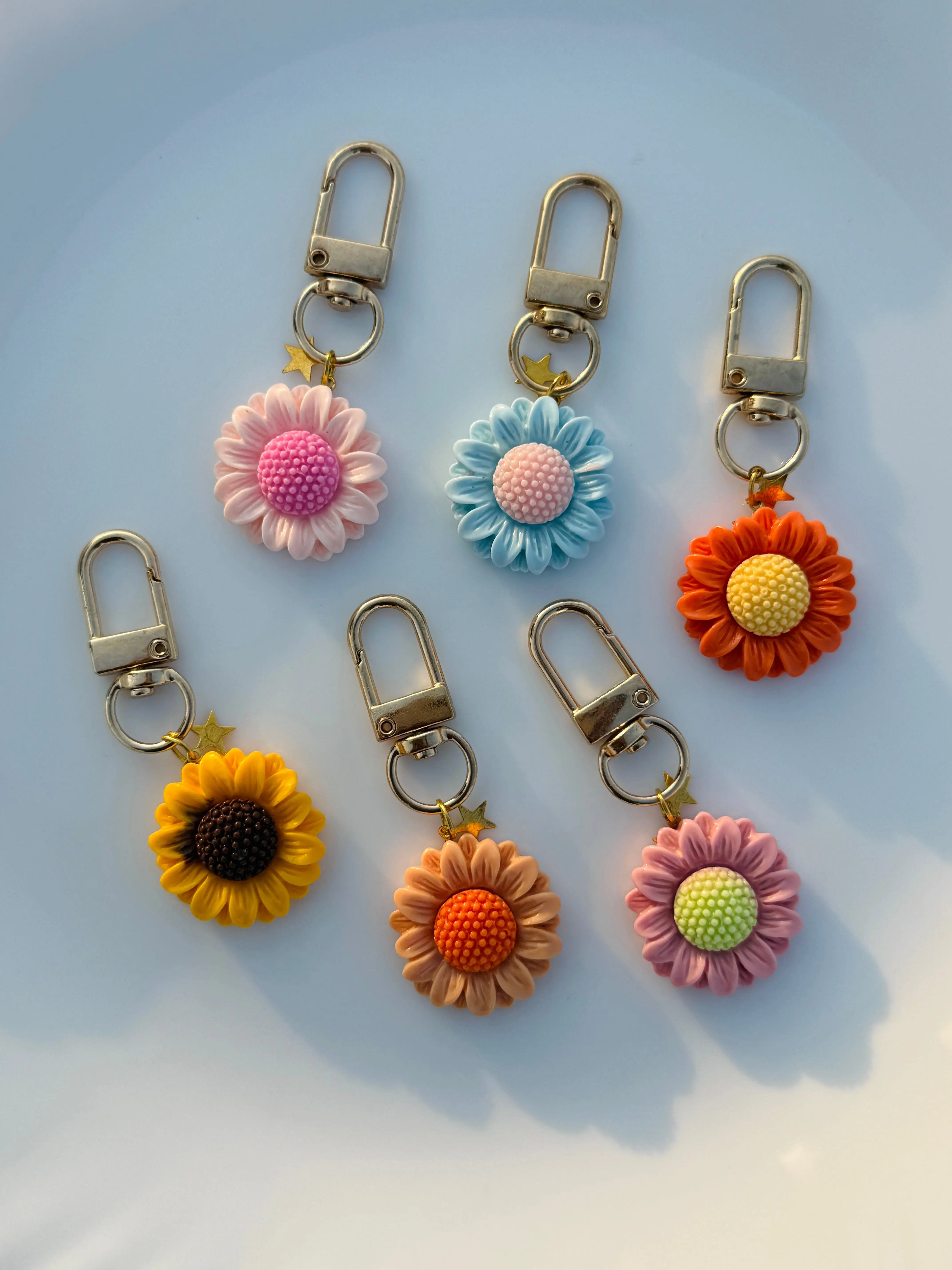 Pastel Daisy & Sunflower Keychain Cute Aesthetic Flower Charm Sparkels  Sparkels