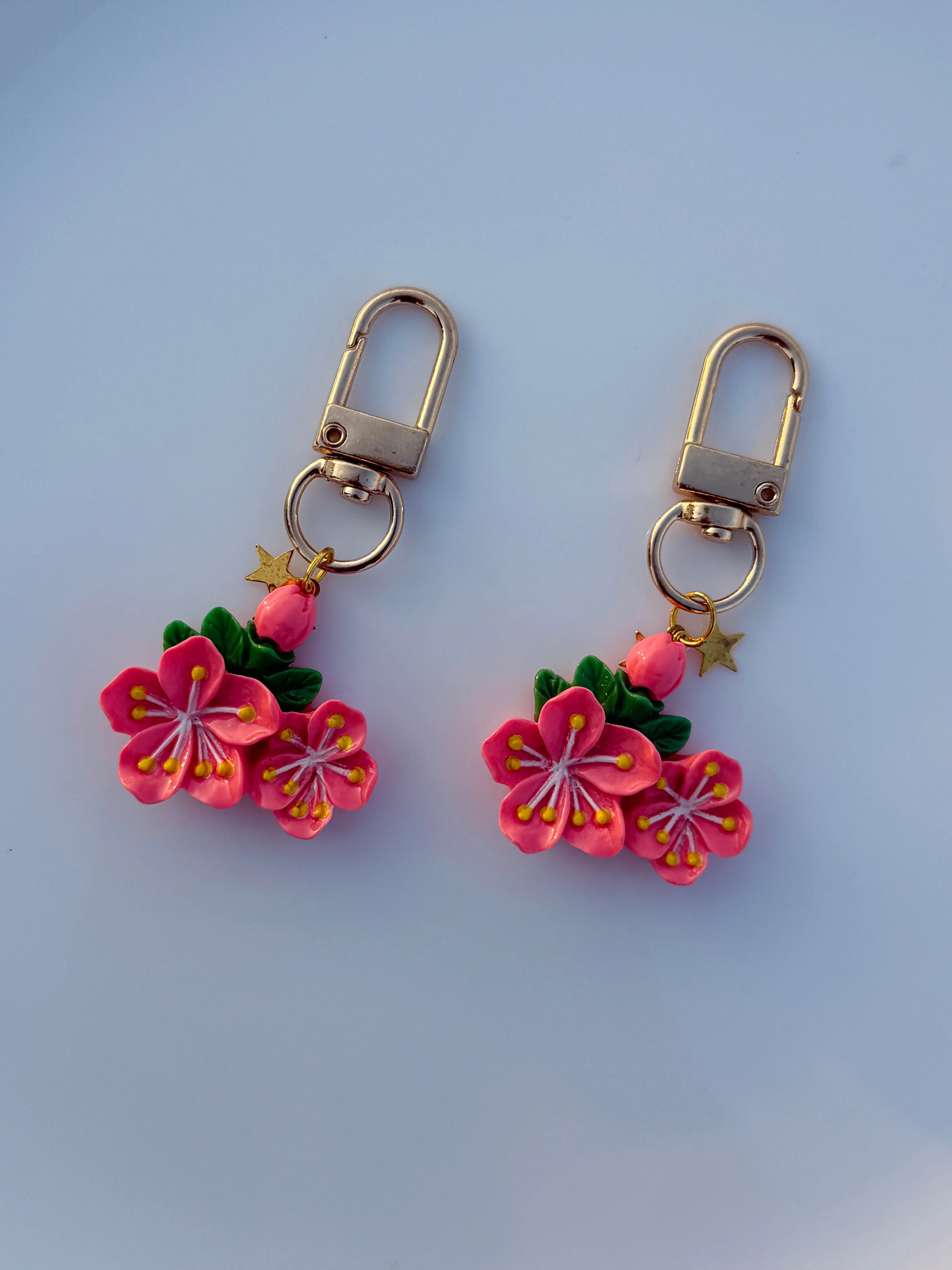 Blossom Cluster Flower Keychain Cute Spring Floral Bag Charm Sparkels  Sparkels