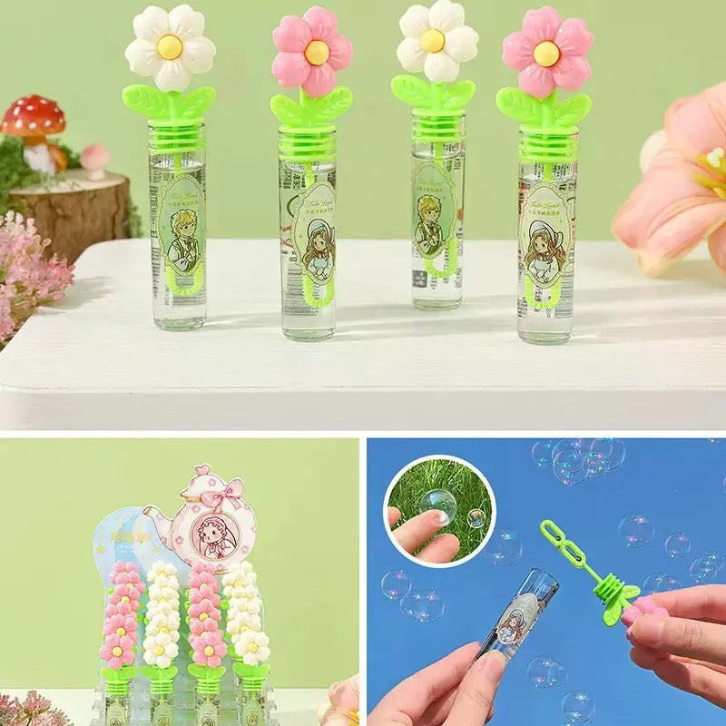 Cute Flower Bubble Wand Kids Soap Bubble Toy with Daisy Handle