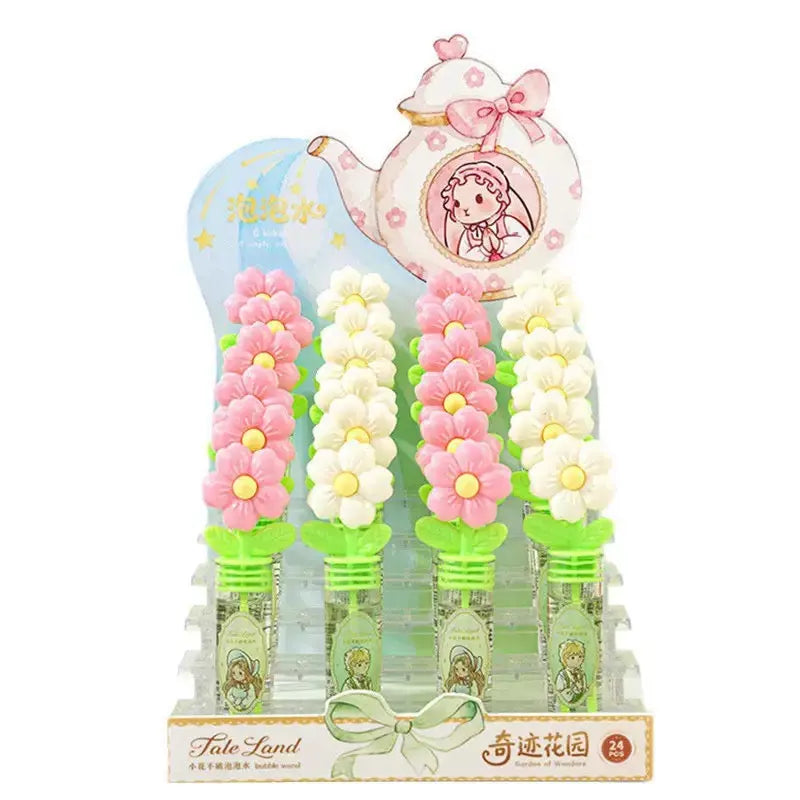 Cute Flower Bubble Wand Kids Soap Bubble Toy with Daisy Handle