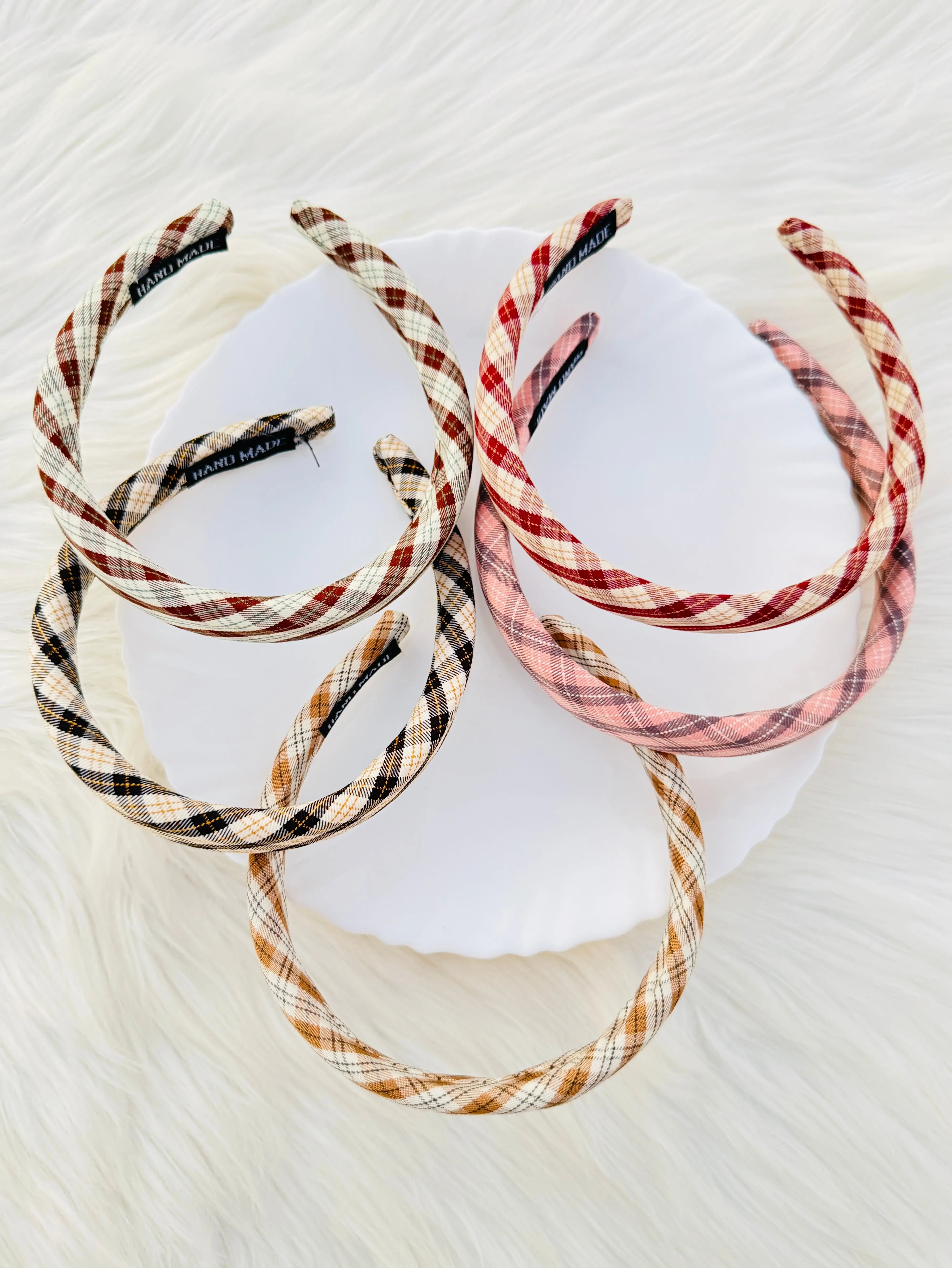 Pack Of 3 Random Color Thin Plaid Headbands Sparkels  Sparkels