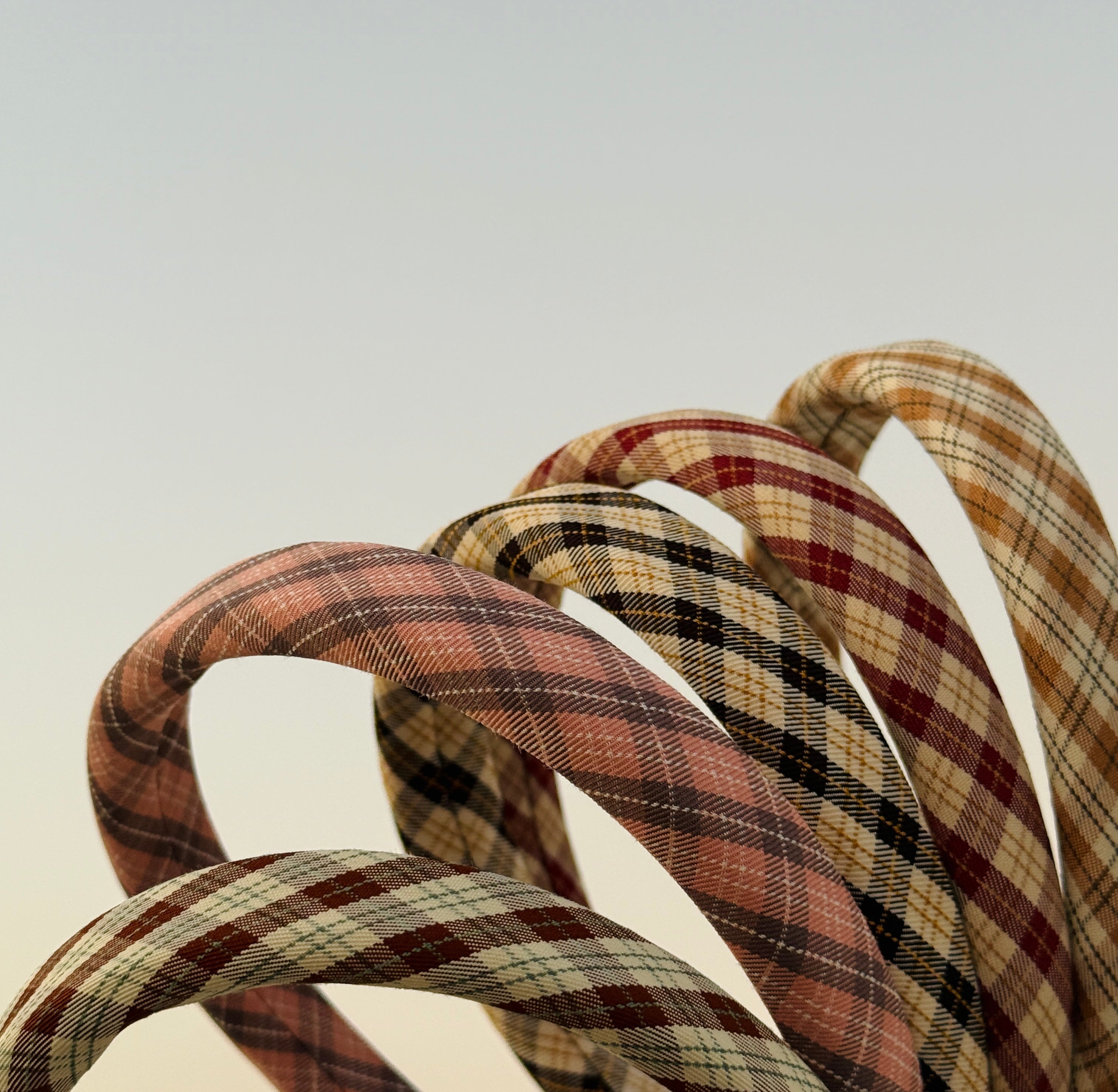 Pack Of 3 Random Color Thin Plaid Headbands Sparkels  Sparkels