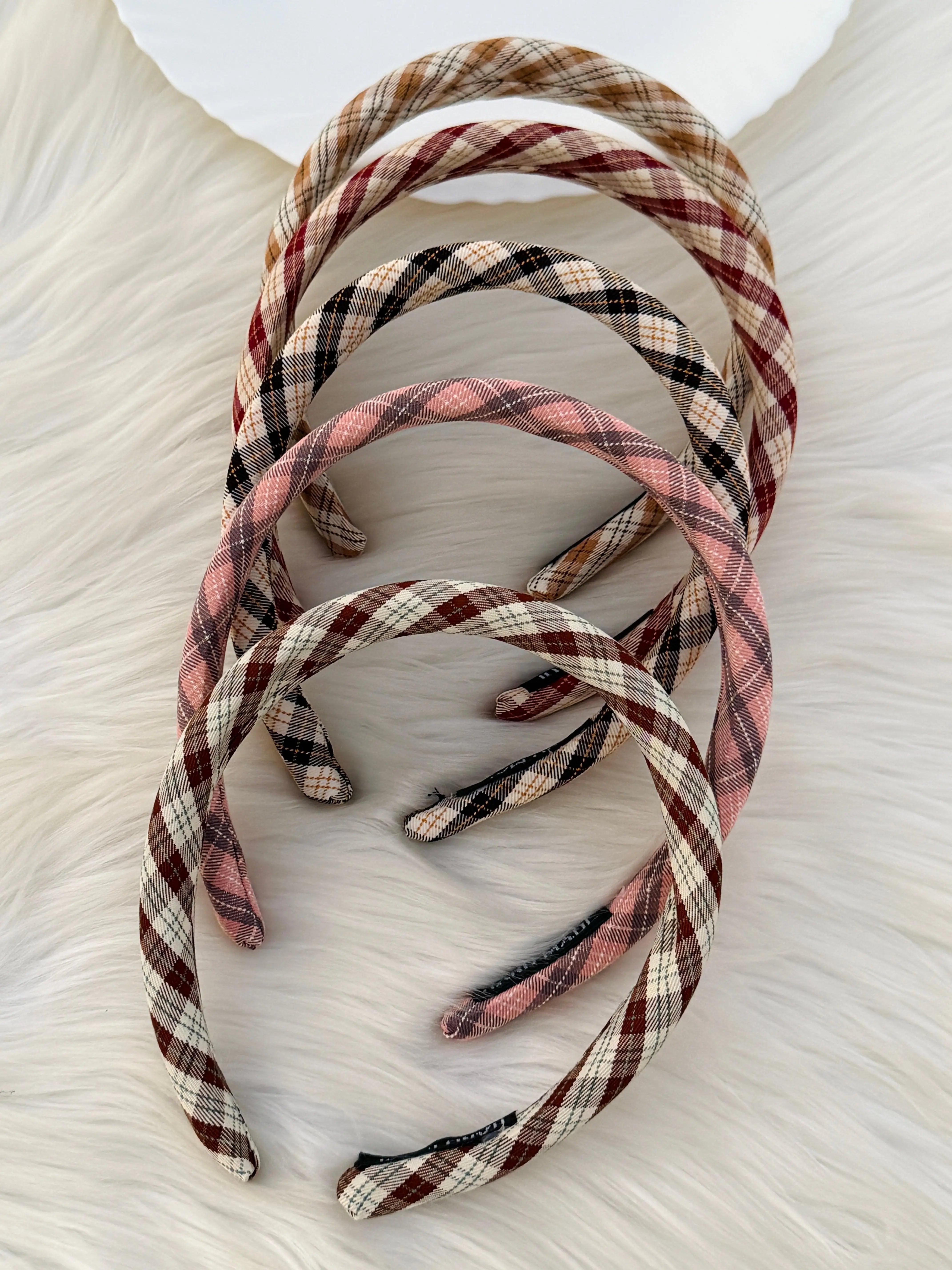 Pack Of 3 Random Color Thin Plaid Headbands Sparkels  Sparkels