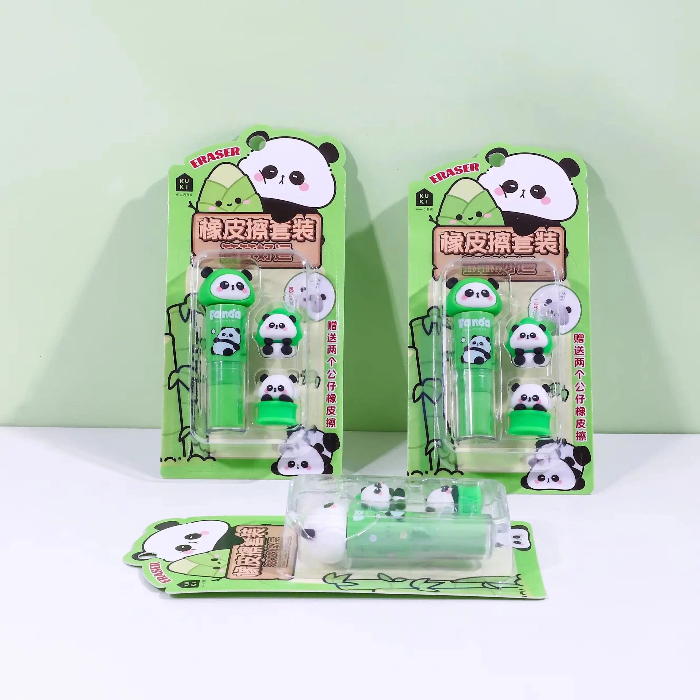 Cute Panda Lucky Capsule Eraser Set Kawaii Collectible Puzzle Erasers for Kids