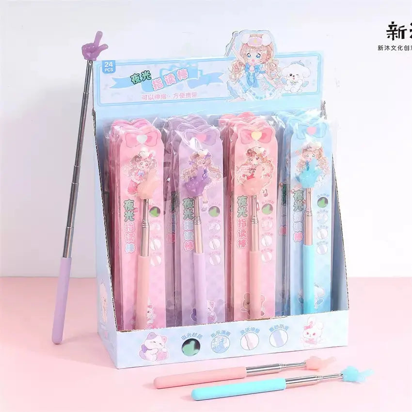 Cute Telescopic Glow Finger Pointer Stick Extendable Hand Pointer Toy for Kids