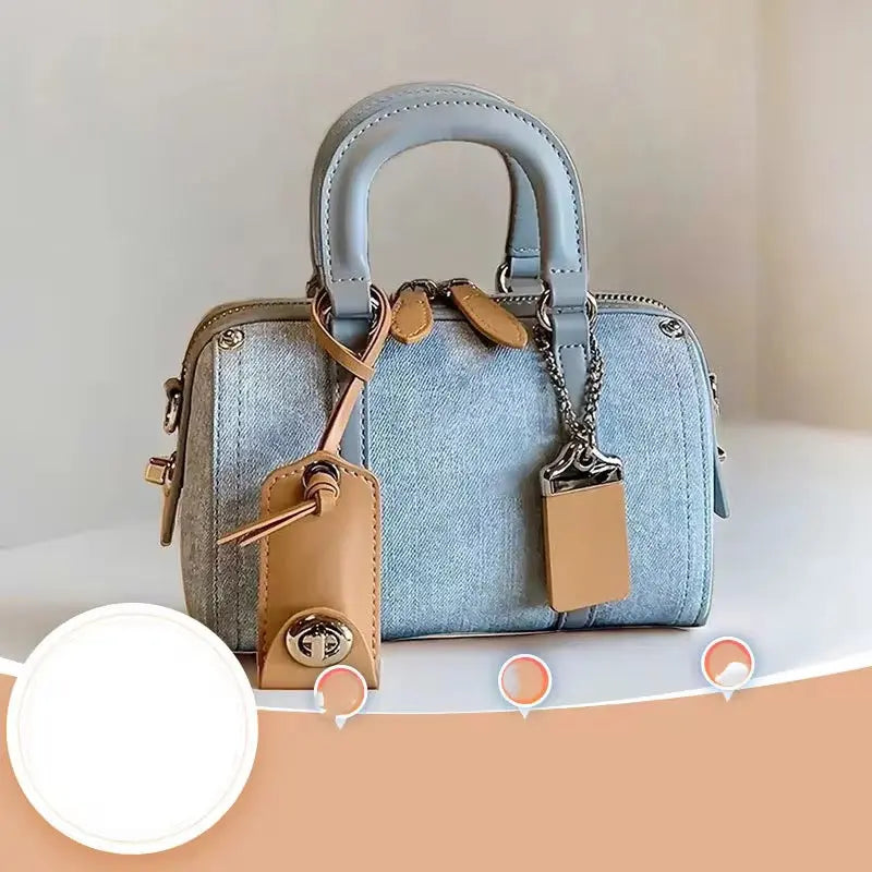 Mini Denim Top Handle Bag Chic Small Shoulder & Crossbody Purse Sparkels  Sparkels