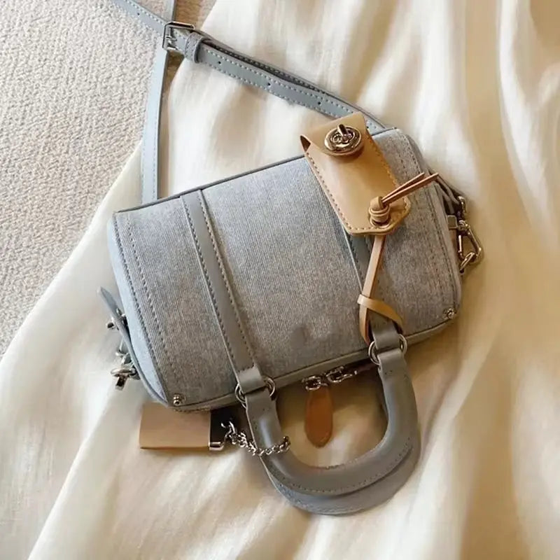 Mini Denim Top Handle Bag Chic Small Shoulder & Crossbody Purse Sparkels  Sparkels