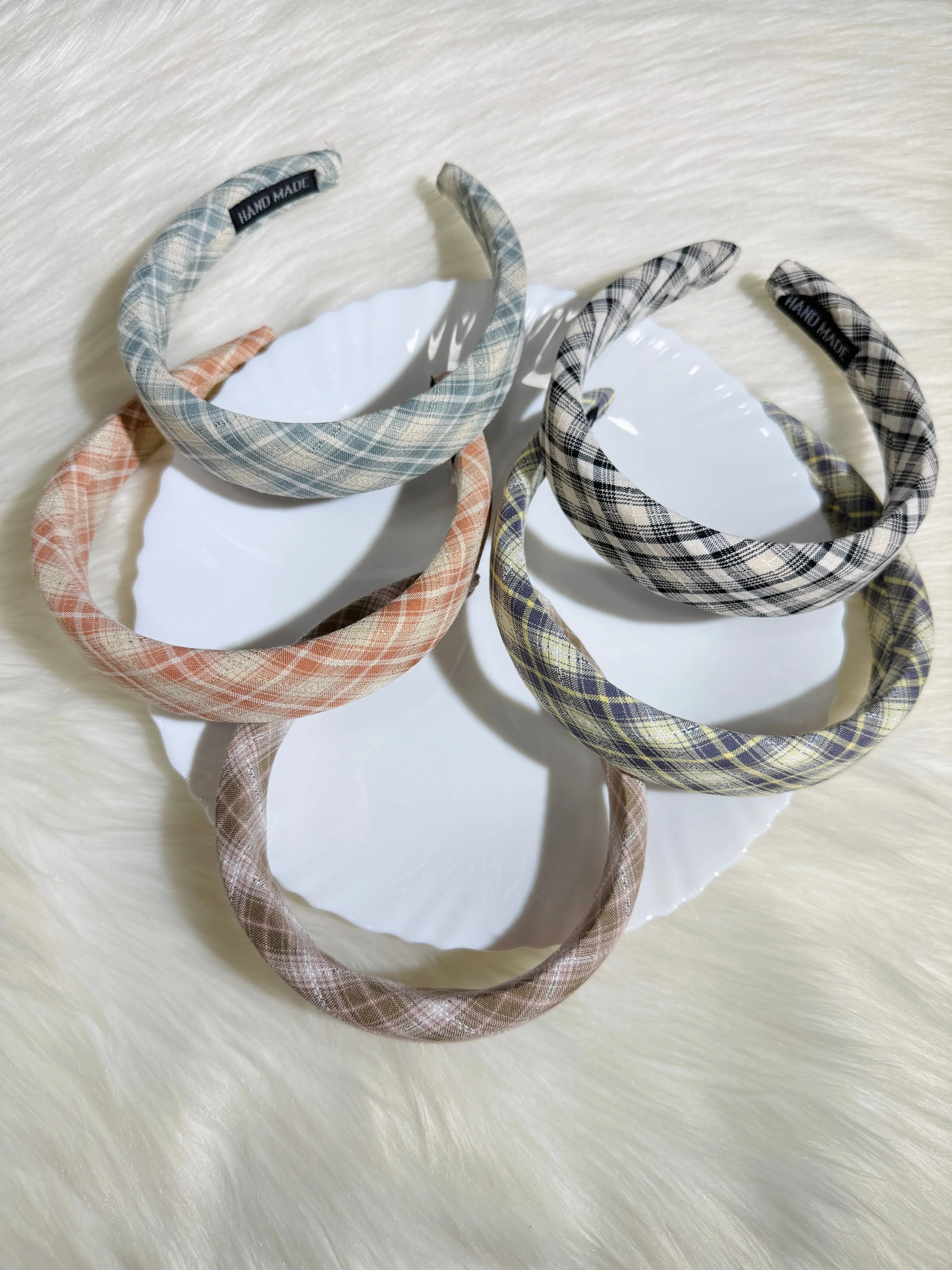 Pack Of 3 Random Color Plaid Fabric Headbands Sparkels  Sparkels