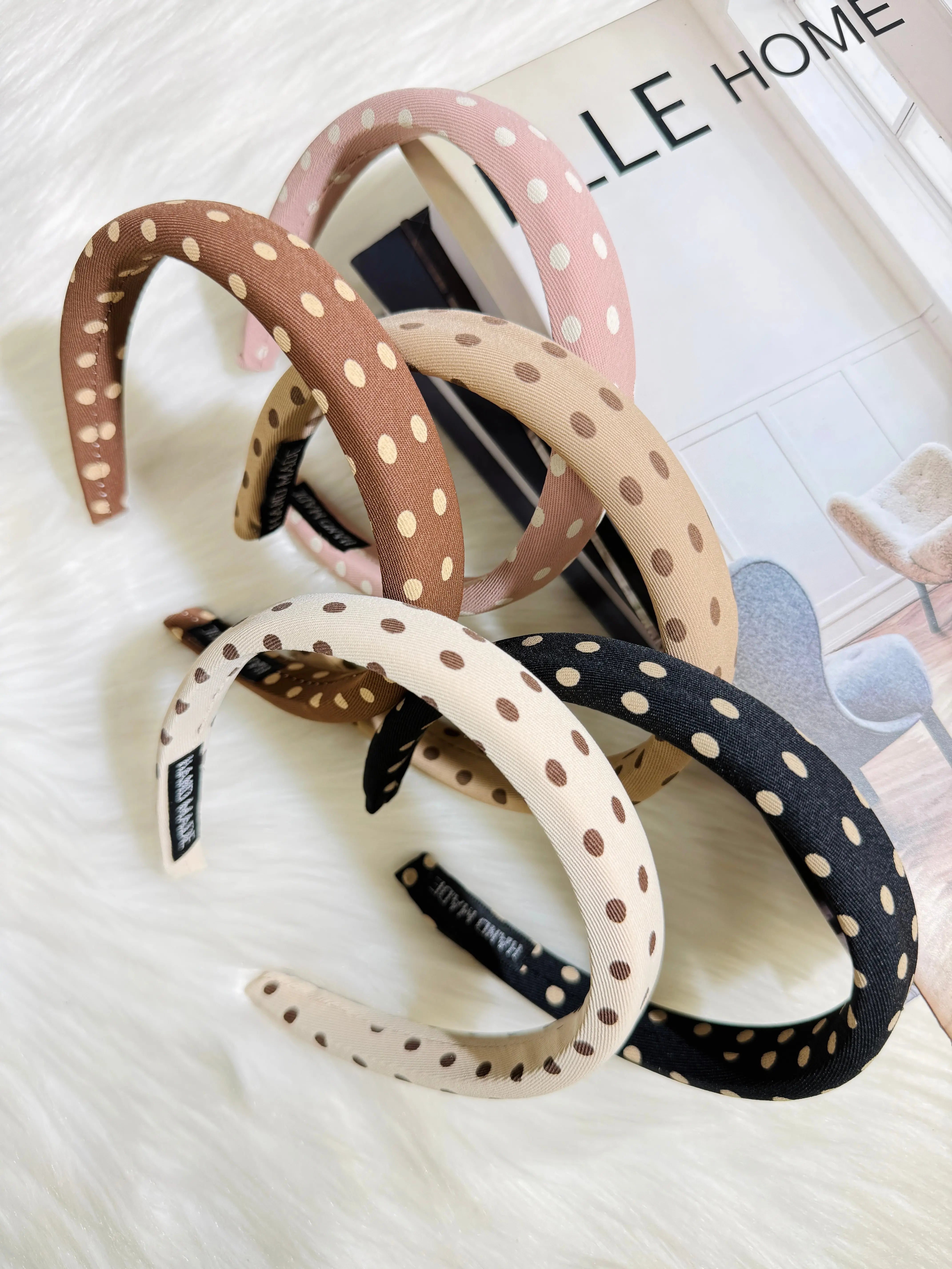 Pack Of 3 Random Color Matte Cotton Polka Dot Headbands Sparkels  Sparkels