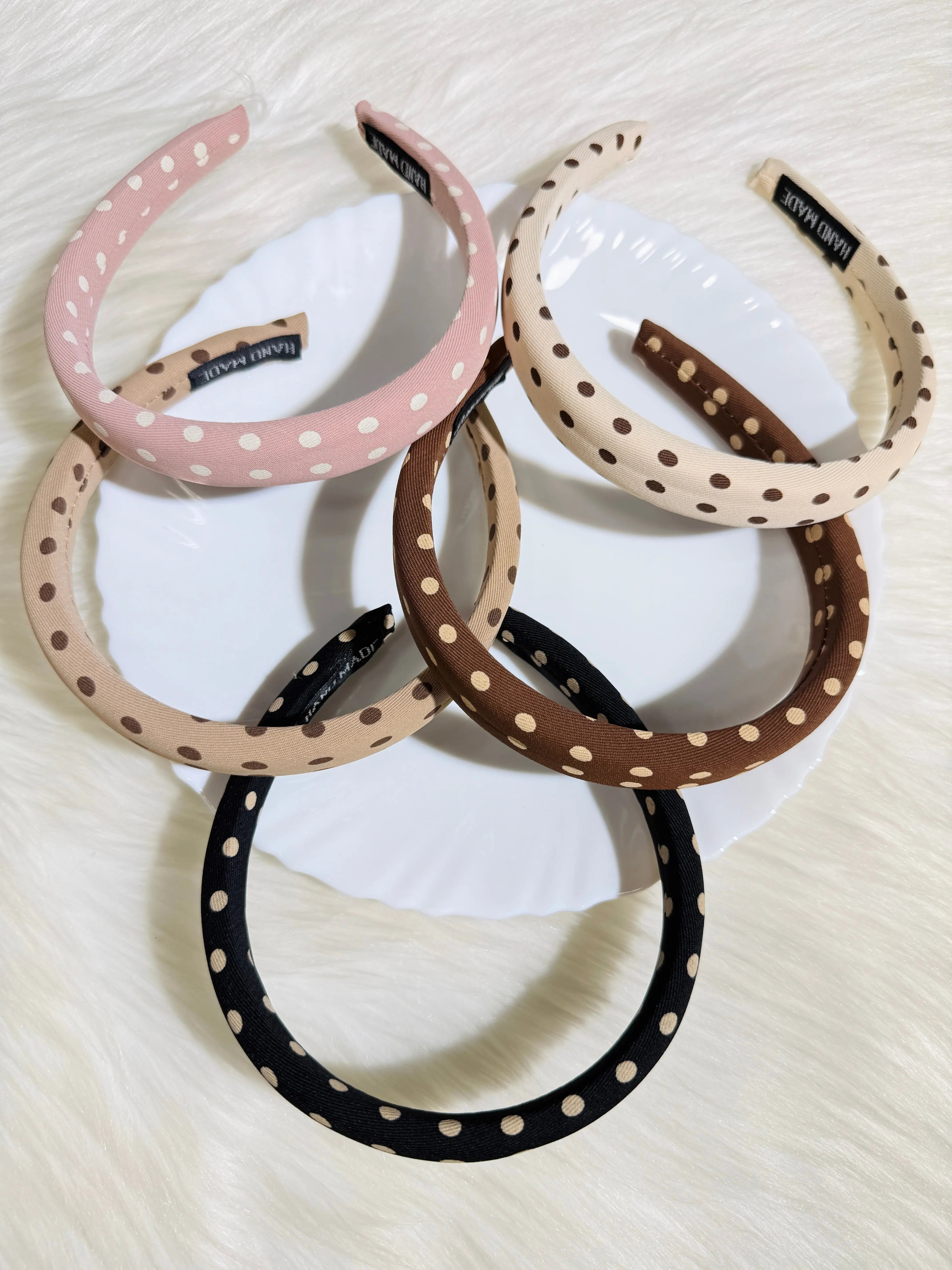 Pack Of 3 Random Color Matte Cotton Polka Dot Headbands Sparkels  Sparkels