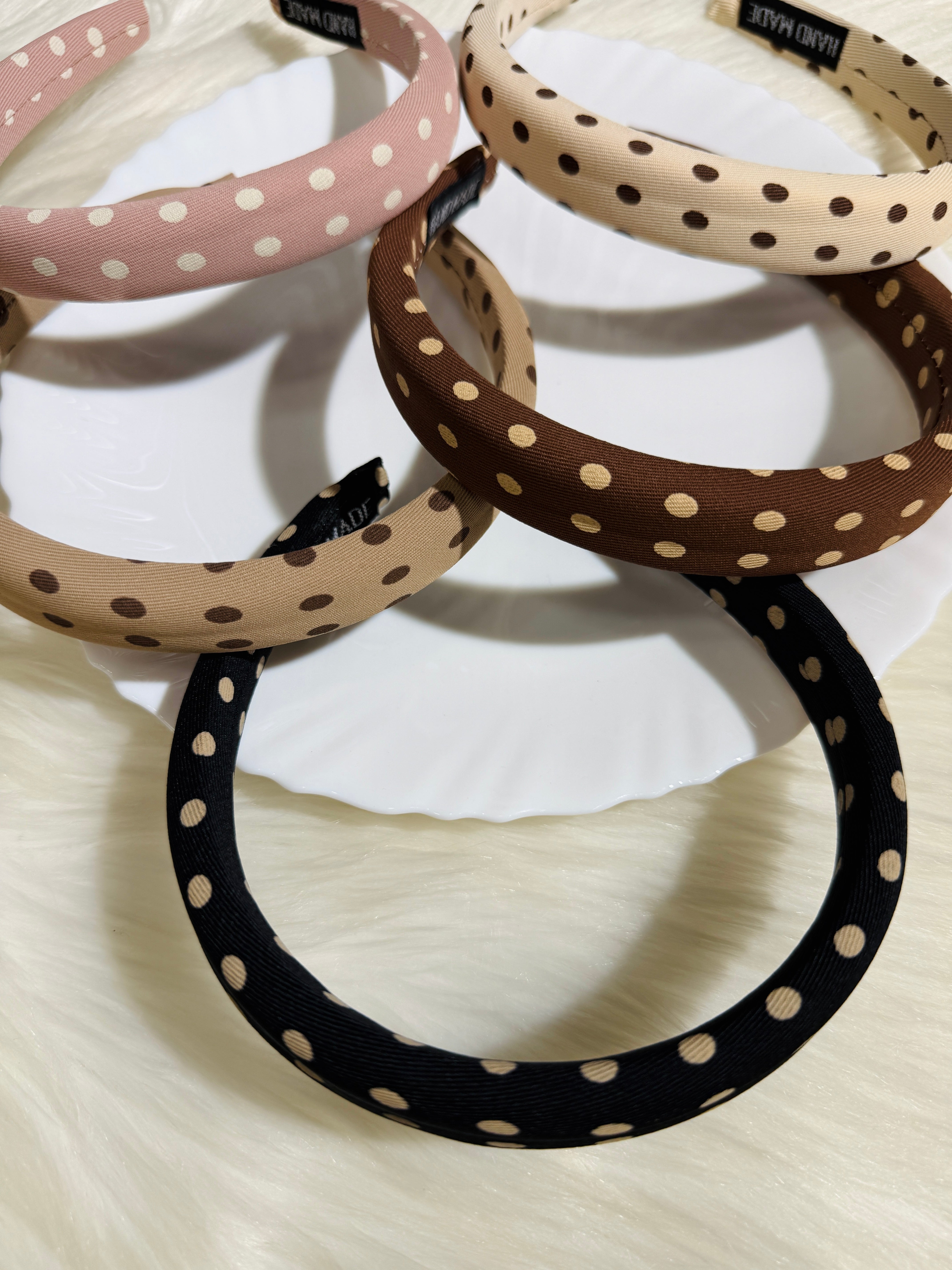 Pack Of 3 Random Color Matte Cotton Polka Dot Headbands Sparkels  Sparkels