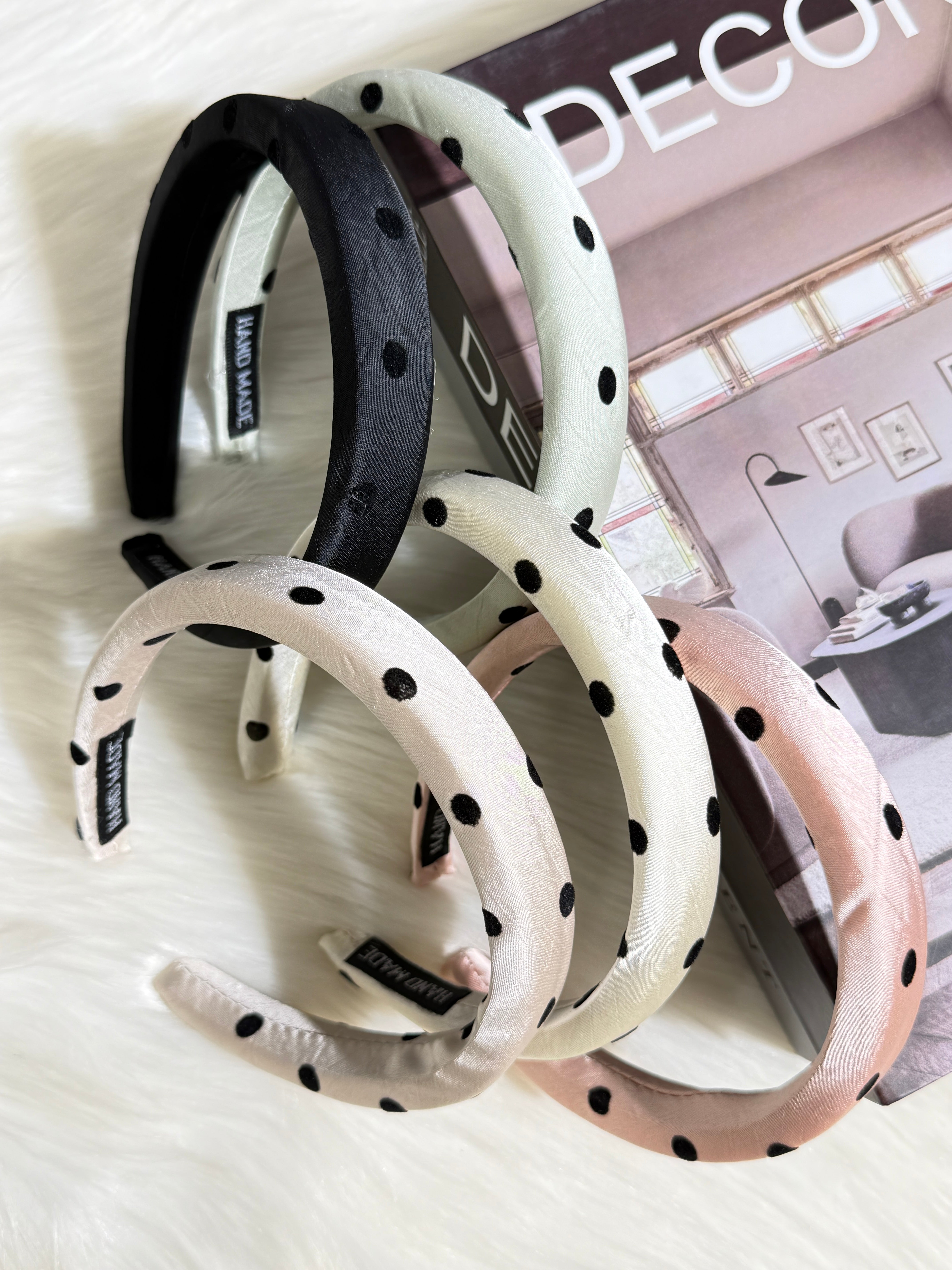 Pack Of 3 Random Color Polka Dot Satin Headbands Sparkels  Sparkels