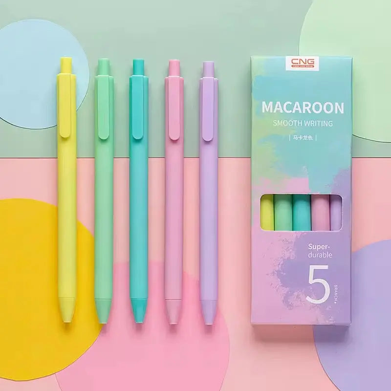 Macaron Pastel Gel Pens Smooth Writing Aesthetic Pen Set (5 Colors) Sparkels  Sparkels